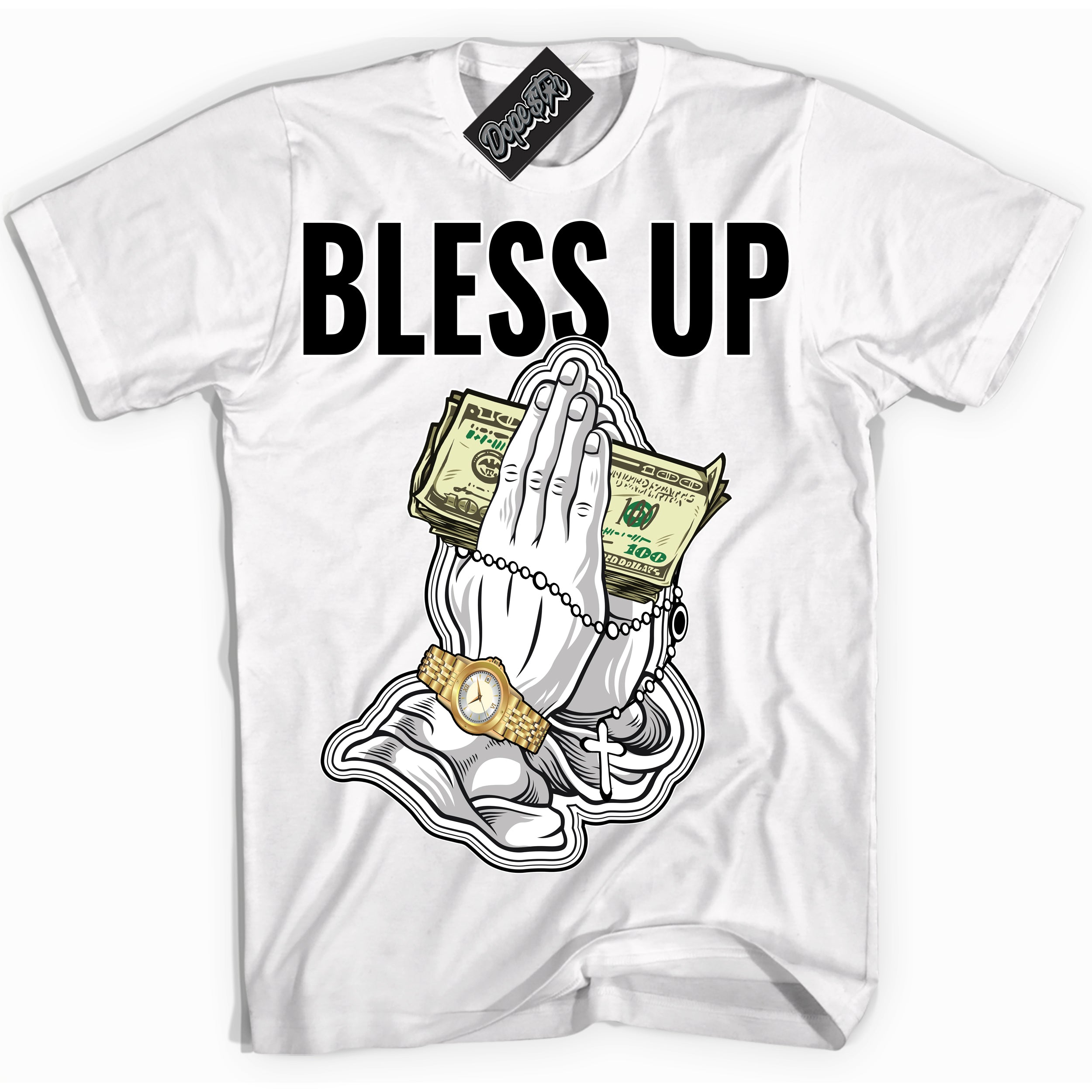 Cool White Shirt with “Bless Up” design that perfectly matches Suede Panda Dunk.