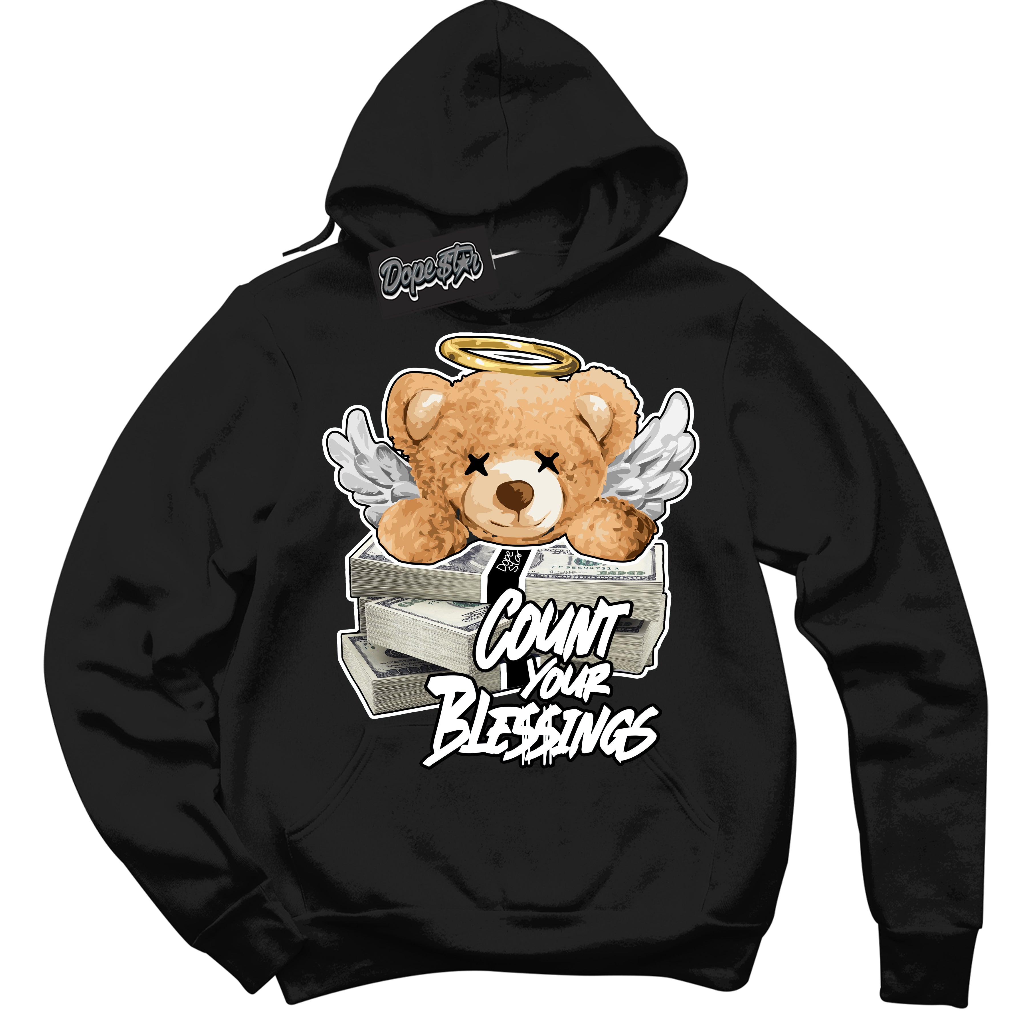 Cool Black Hoodie with “Count Your Blessings” design that Perfectly Matches Suede Panda Dunk.