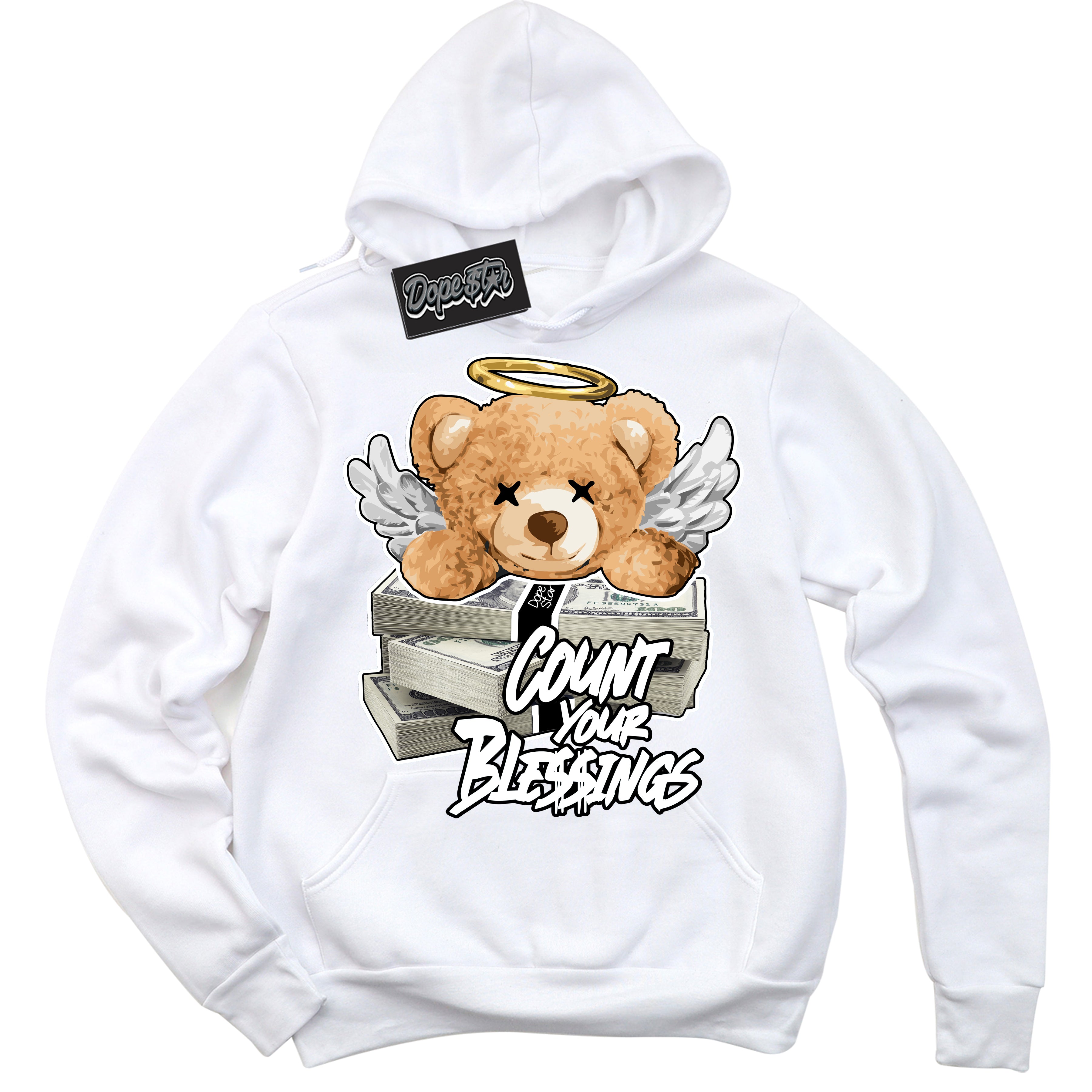 Cool White Hoodie with “Count Your Blessings” design that Perfectly Matches Suede Panda Dunk.