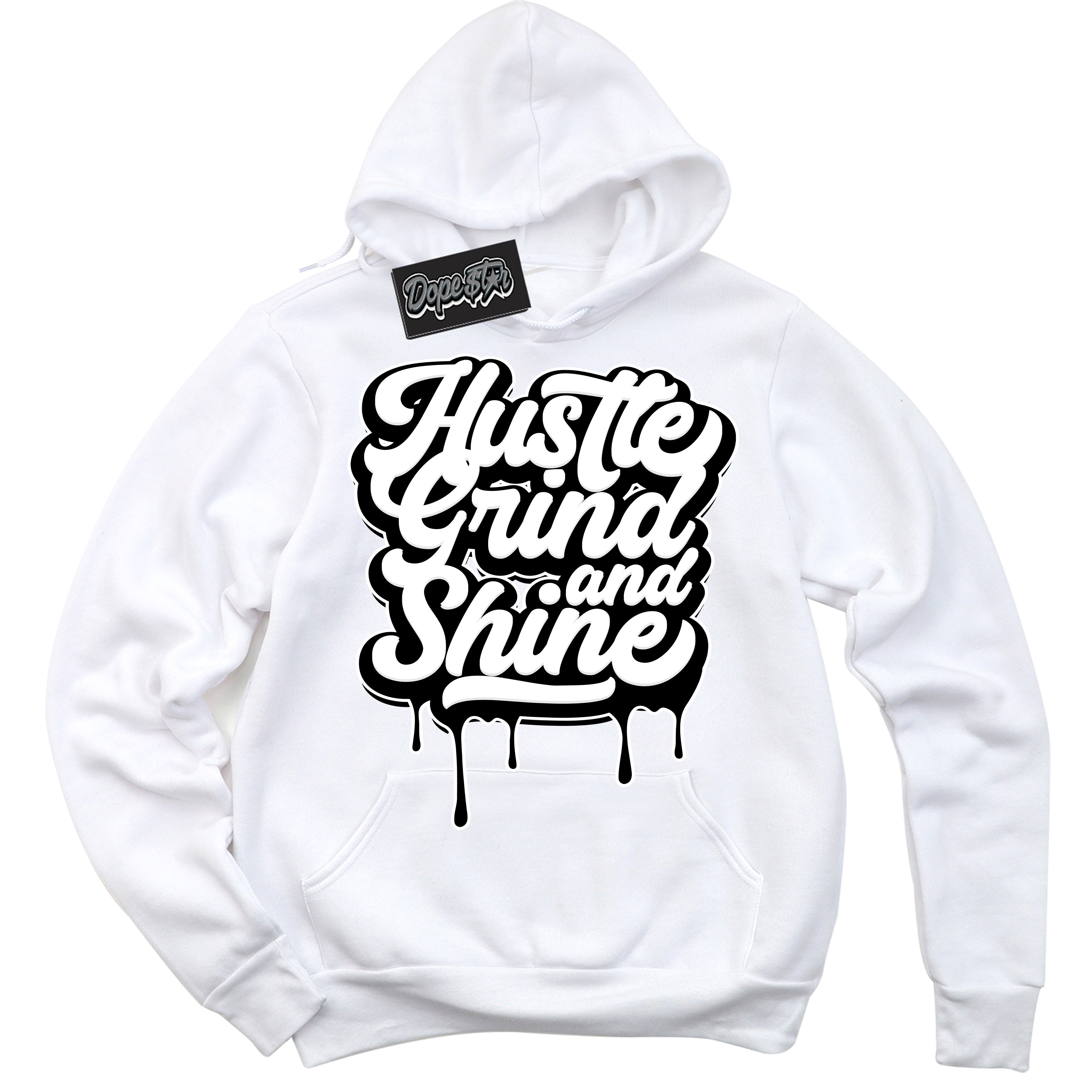 Cool White Hoodie with “Hustle Grind And Shine” design that Perfectly Matches Suede Panda Dunk.