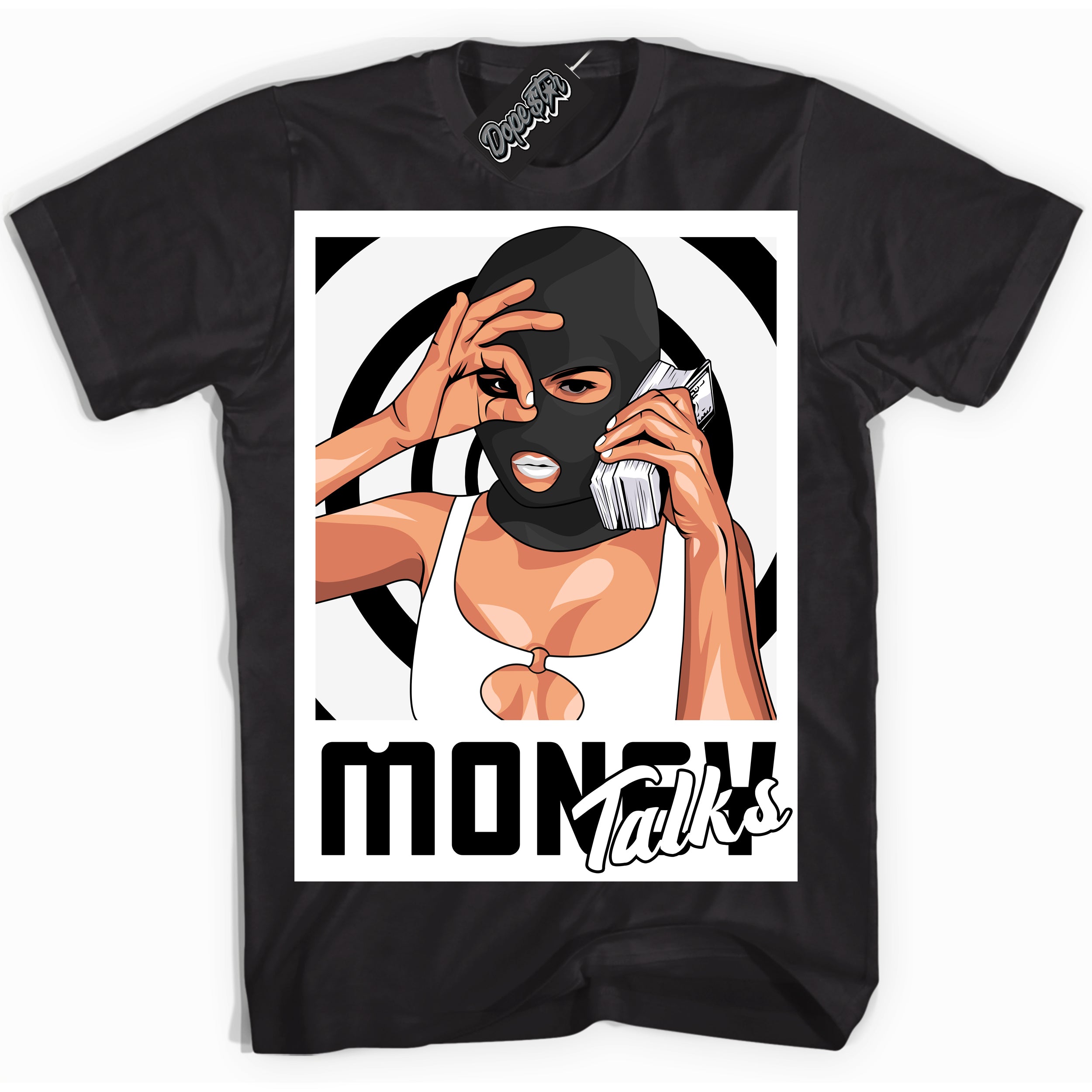 Cool Black Shirt with “Money Talks” design that perfectly matches Suede Panda Dunk.