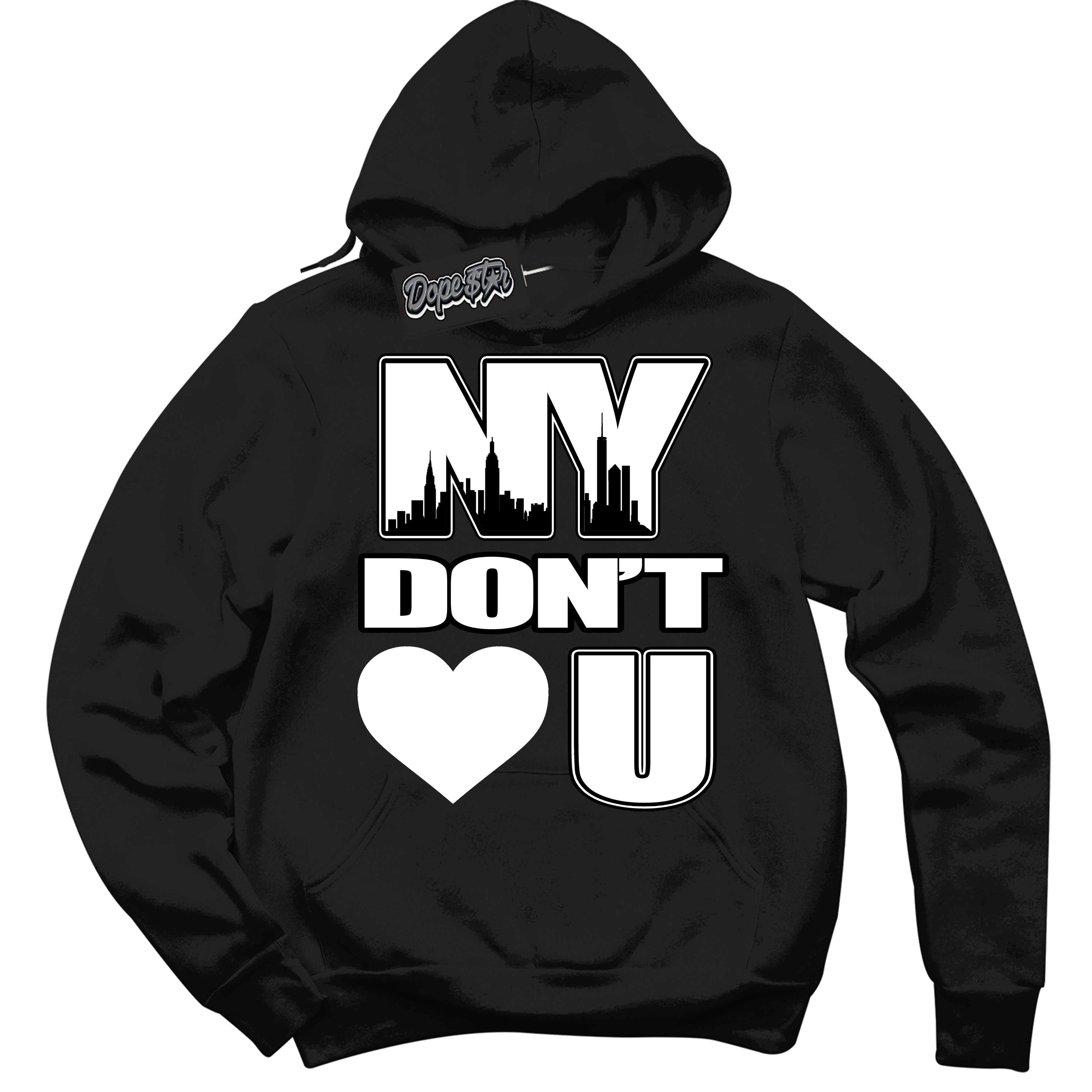 Cool Black Hoodie with “NY Don't Love You” design that Perfectly Matches Suede Panda Dunk.