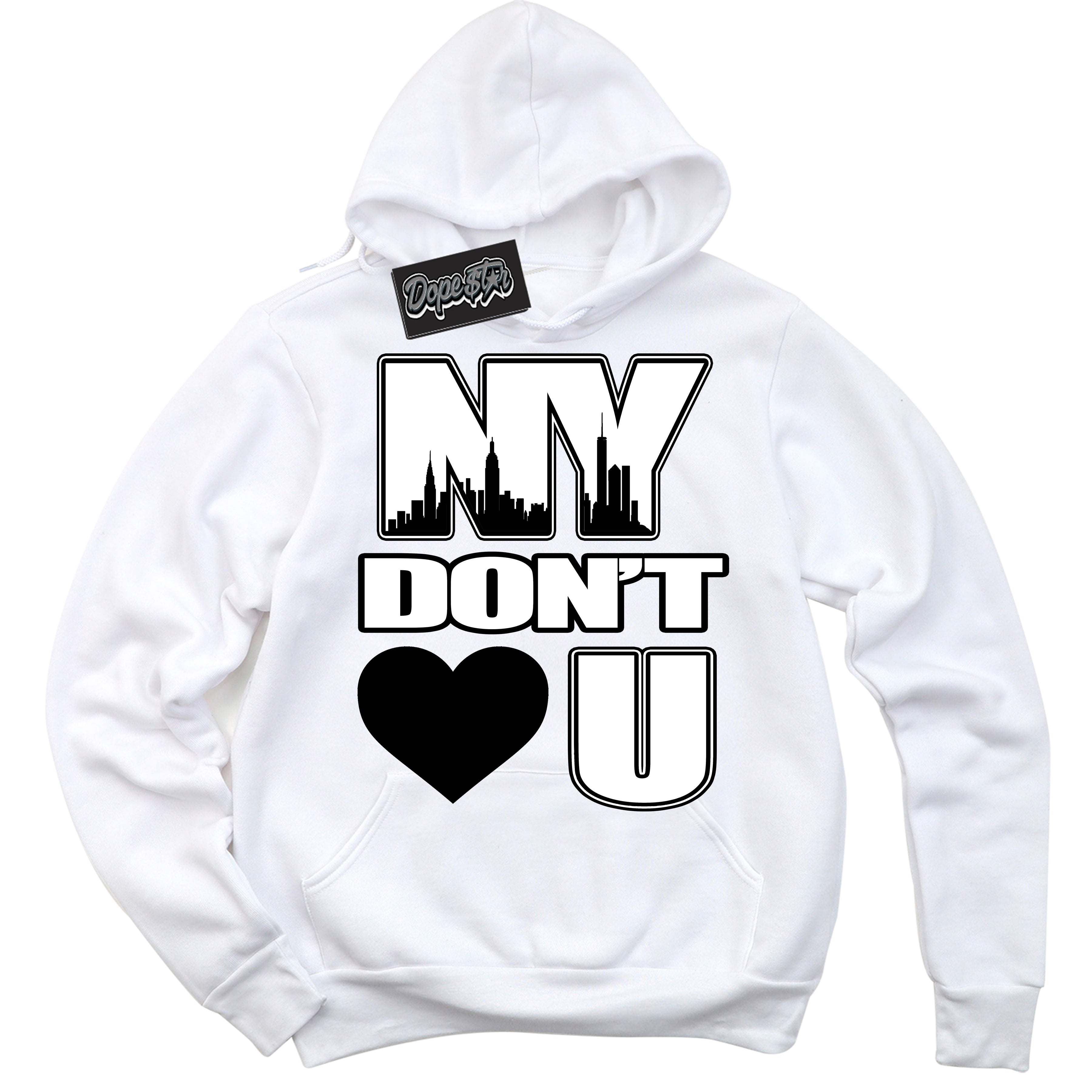 Cool White Hoodie with “NY Don't Love You” design that Perfectly Matches Suede Panda Dunk.