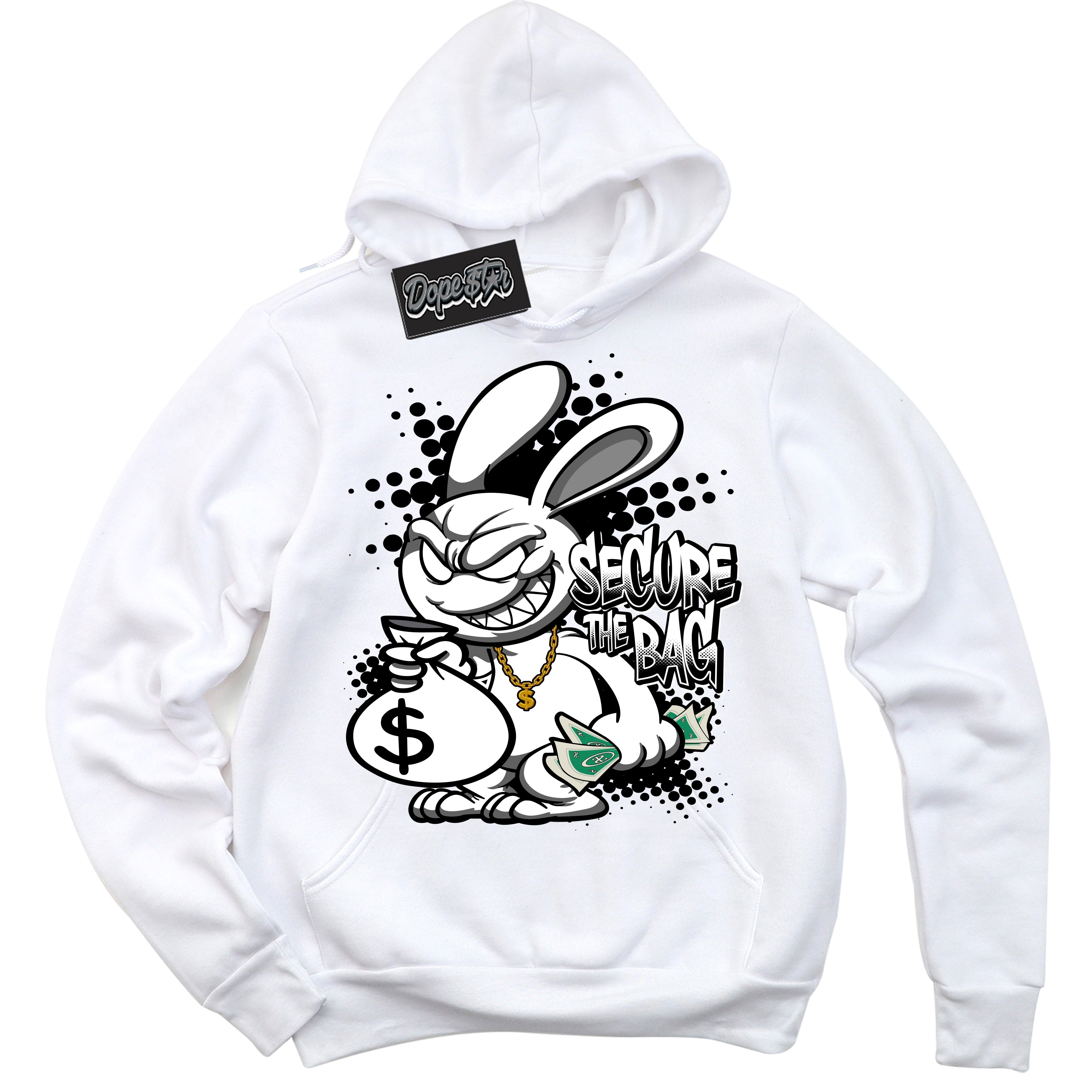 Cool White Hoodie with “Secure The Bag” design that Perfectly Matches Suede Panda Dunk.