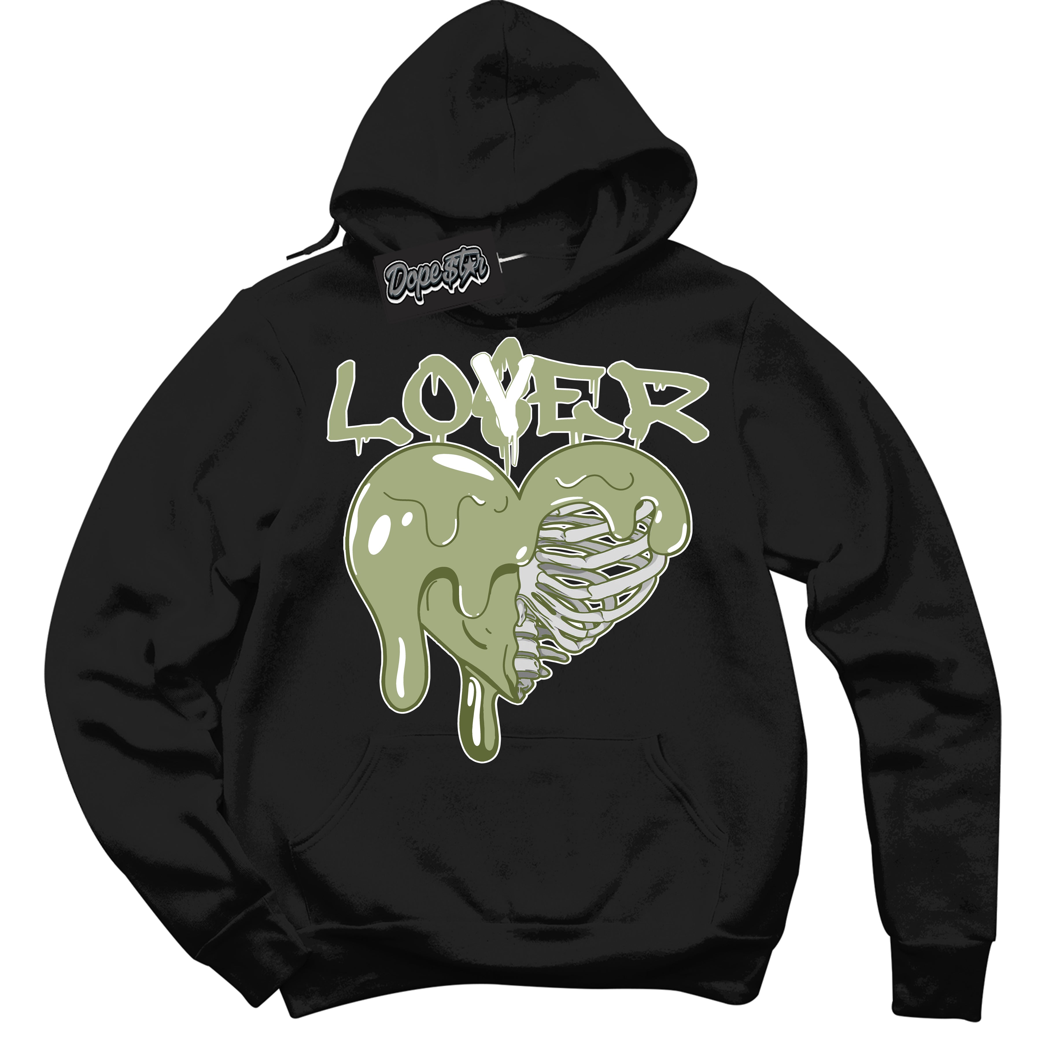 Cool Black Hoodie with “ Lover Loser ”  design that Perfectly Matches Safari Oil Green Dunk.
