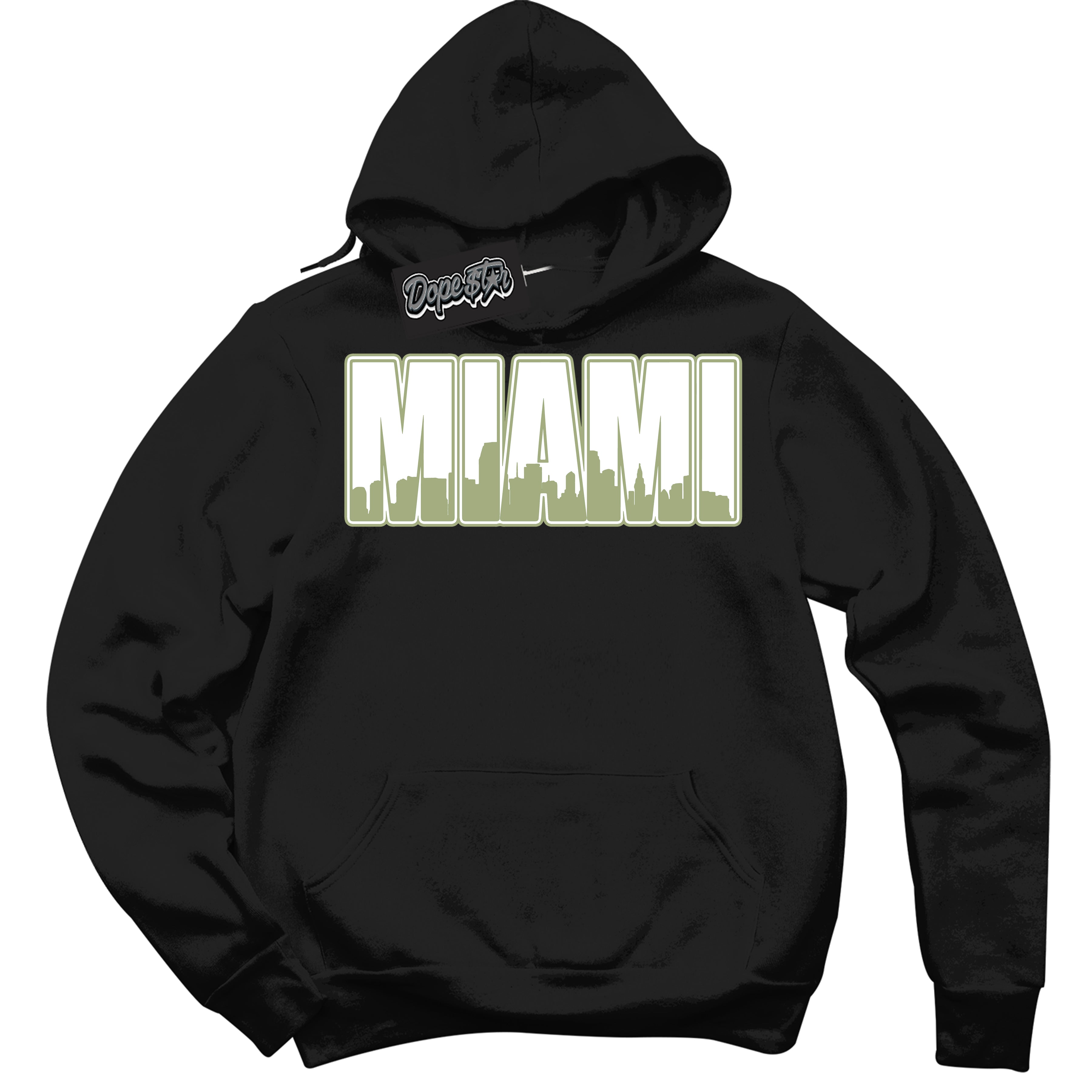 Cool Black Hoodie with “ Miami ”  design that Perfectly Matches Safari Oil Green Dunk.
