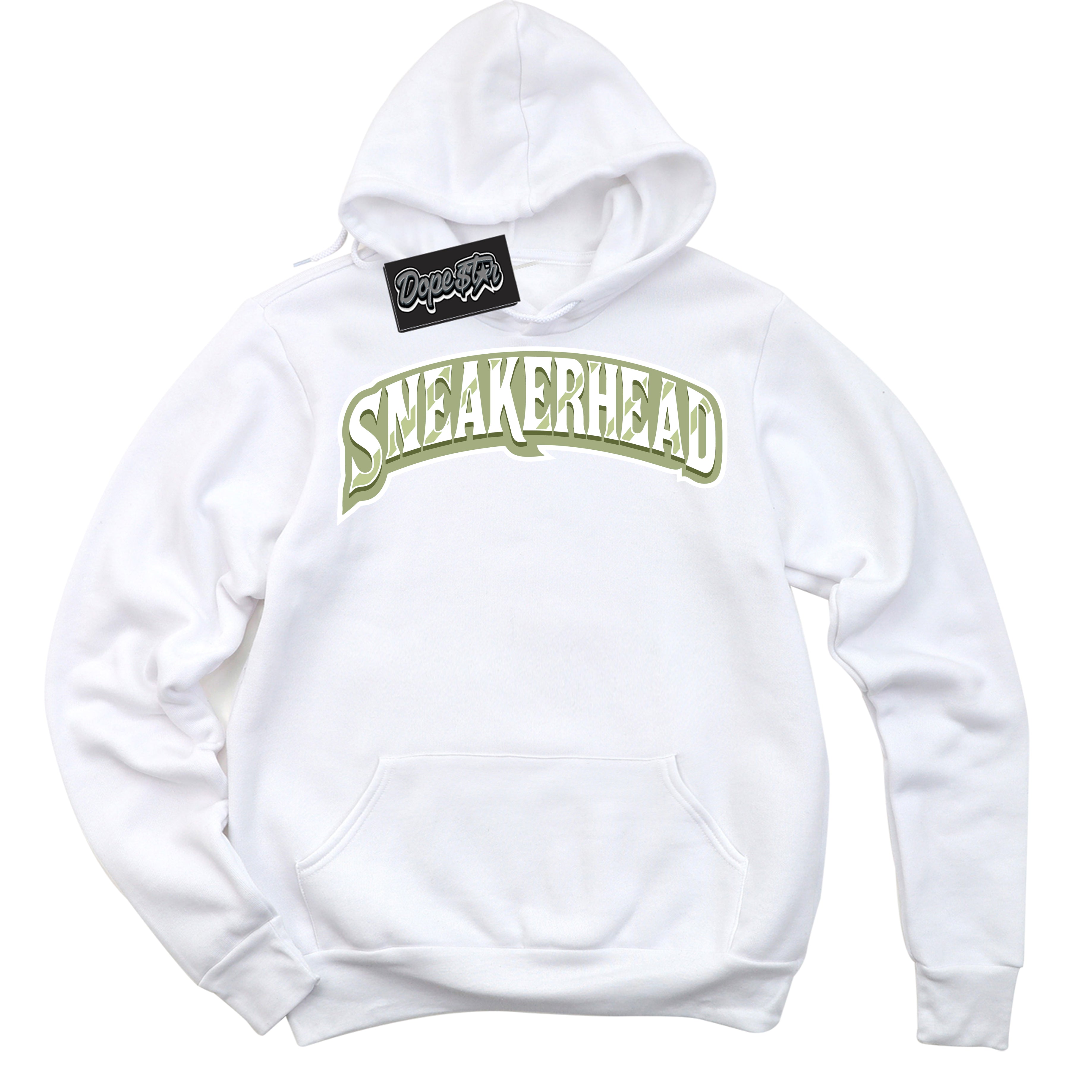 Cool White Hoodie with “ Sneakerhead ”  design that Perfectly Matches Safari Oil Green Dunk.
