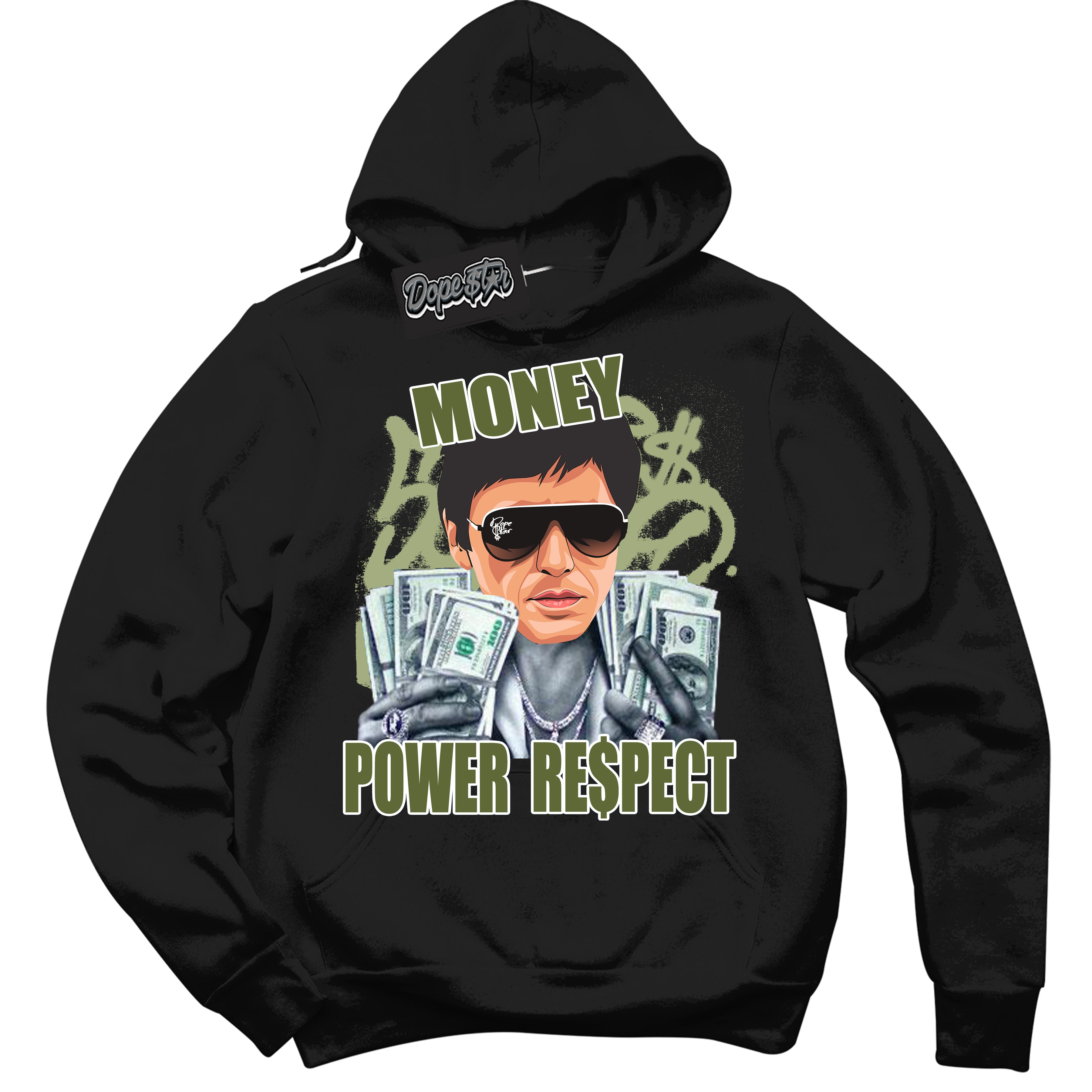 Cool Black Hoodie with “ Tony Montana ”  design that Perfectly Matches Safari Oil Green Dunk.
