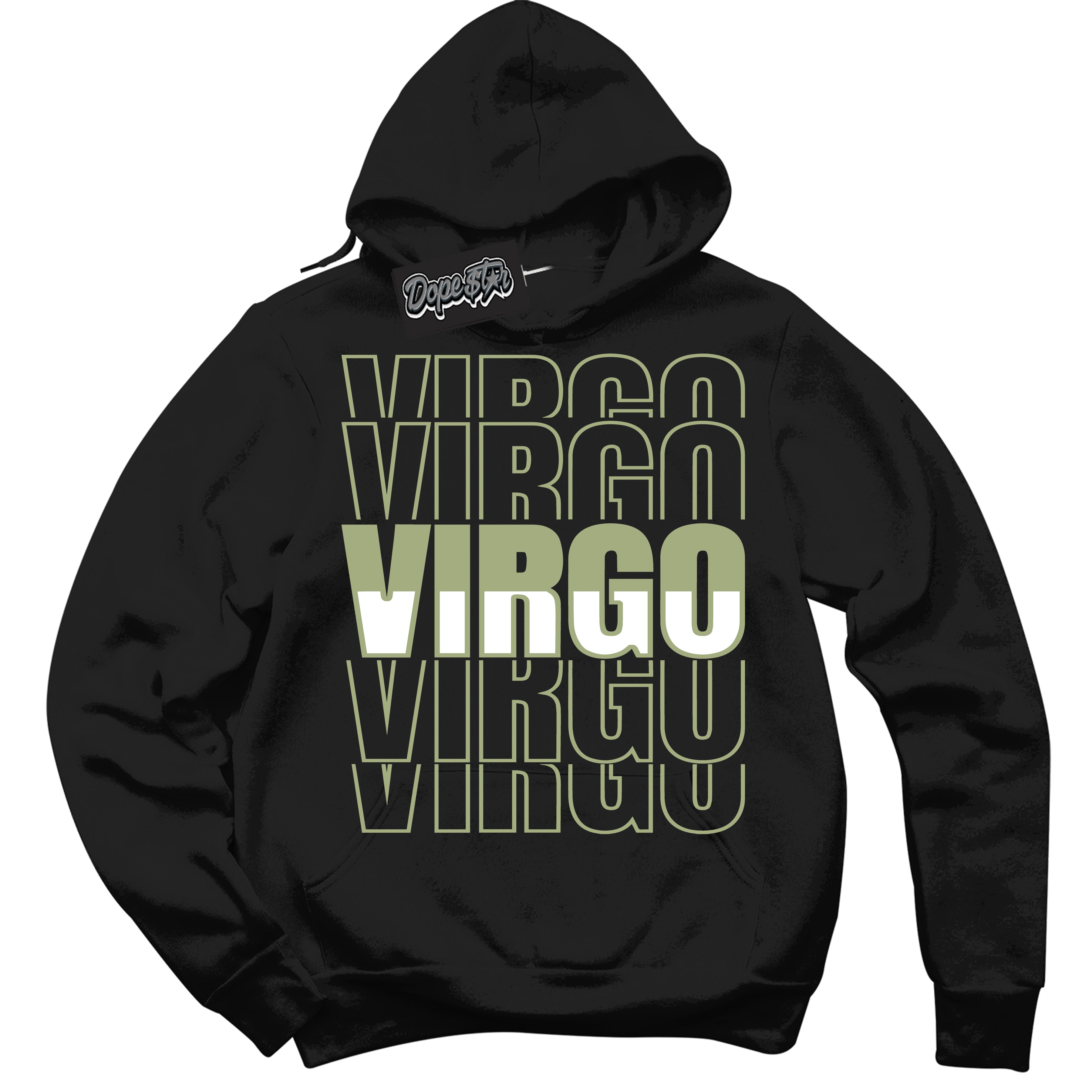 Cool Black Hoodie with “ Virgo ”  design that Perfectly Matches Safari Oil Green Dunk.
