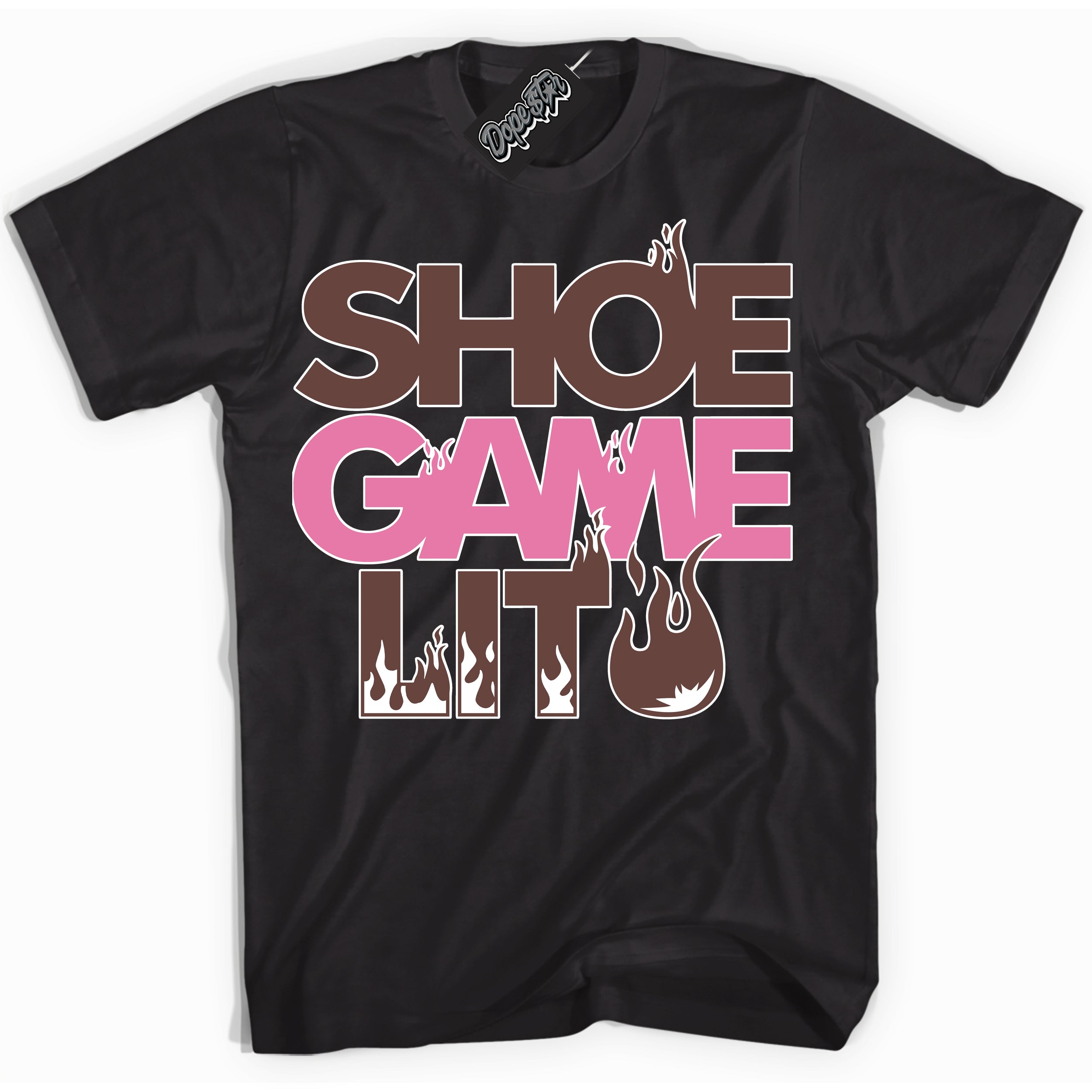 Cool Black Shirt with “ Shoe Game Lit ” design that perfectly matches Smokey Mauve Sneakers.