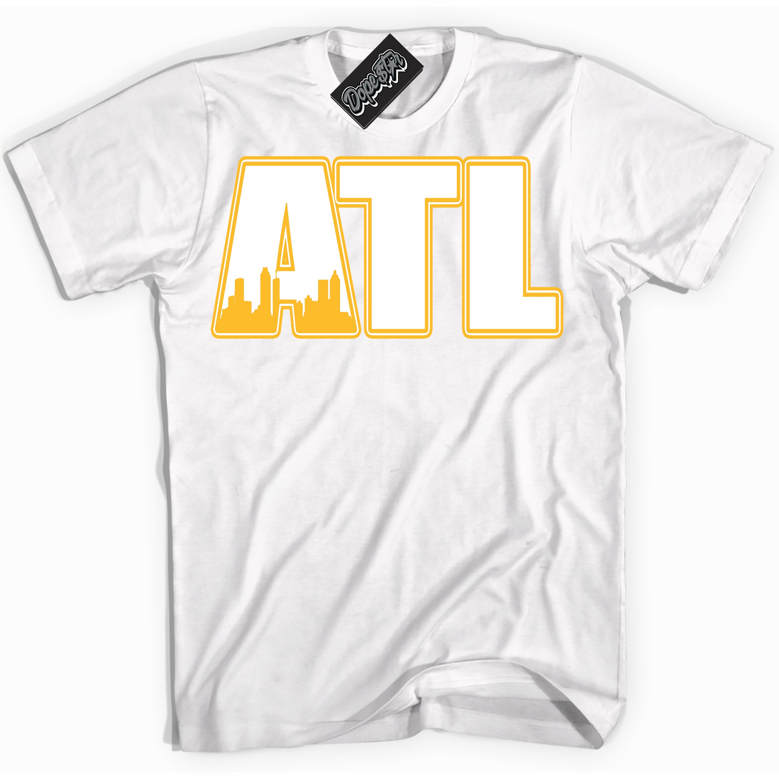 Cool White Shirt with “ Atlanta ” design that perfectly matches White University Gold Sneakers.