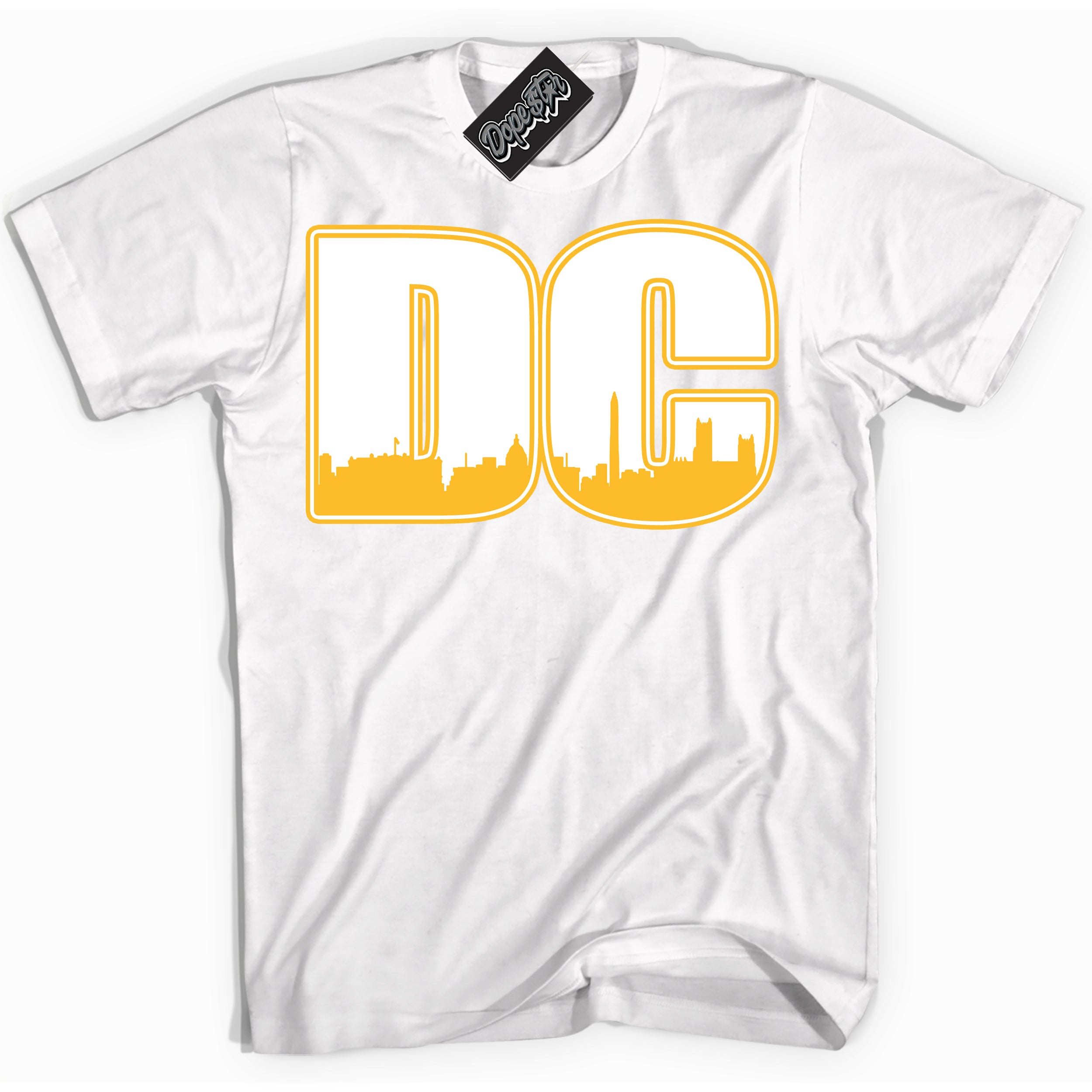 Cool White Shirt with “ DC ” design that perfectly matches White University Gold Sneakers.