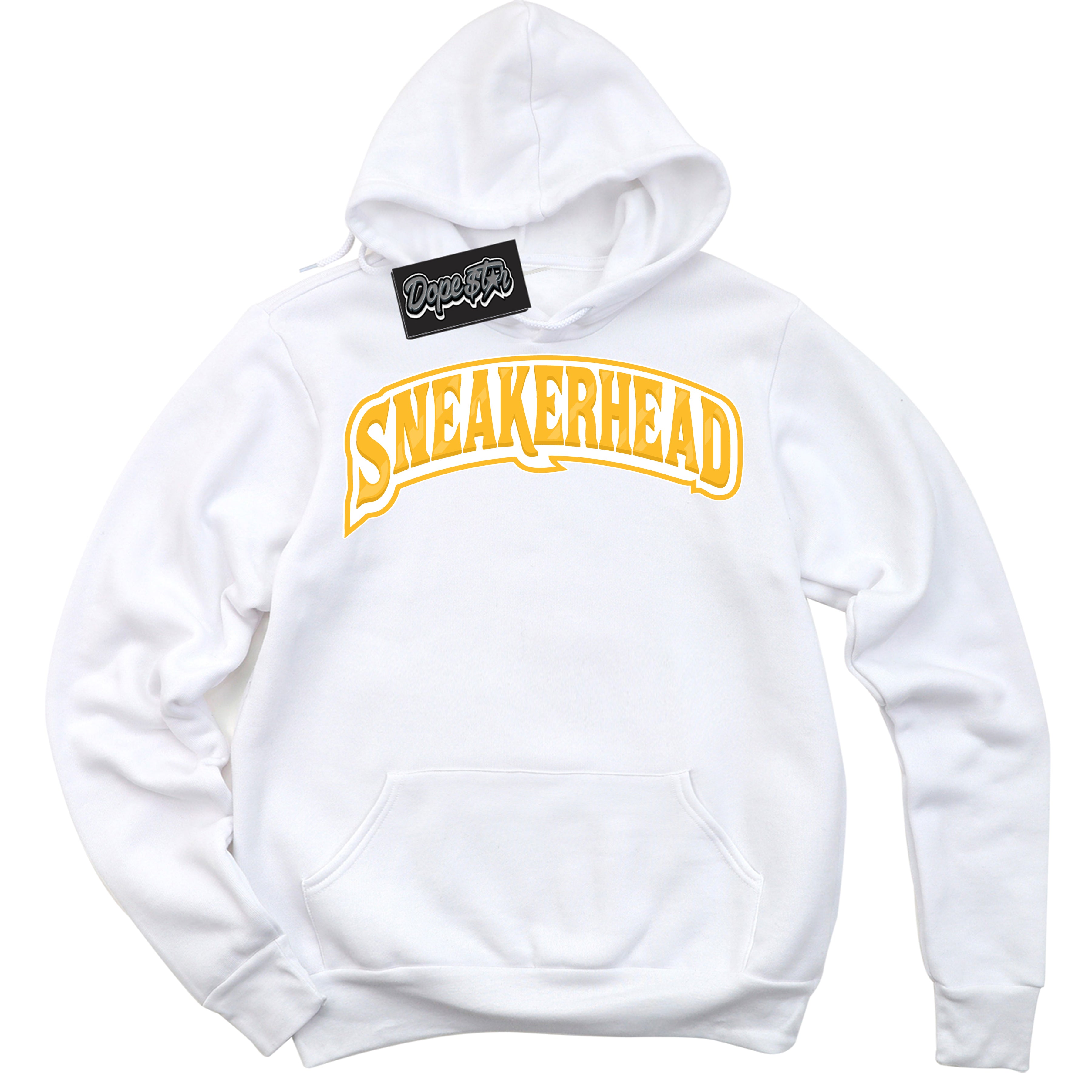 Cool White Hoodie with “ Sneakerhead '' design that Perfectly Matches  White University Gold Sneakers.