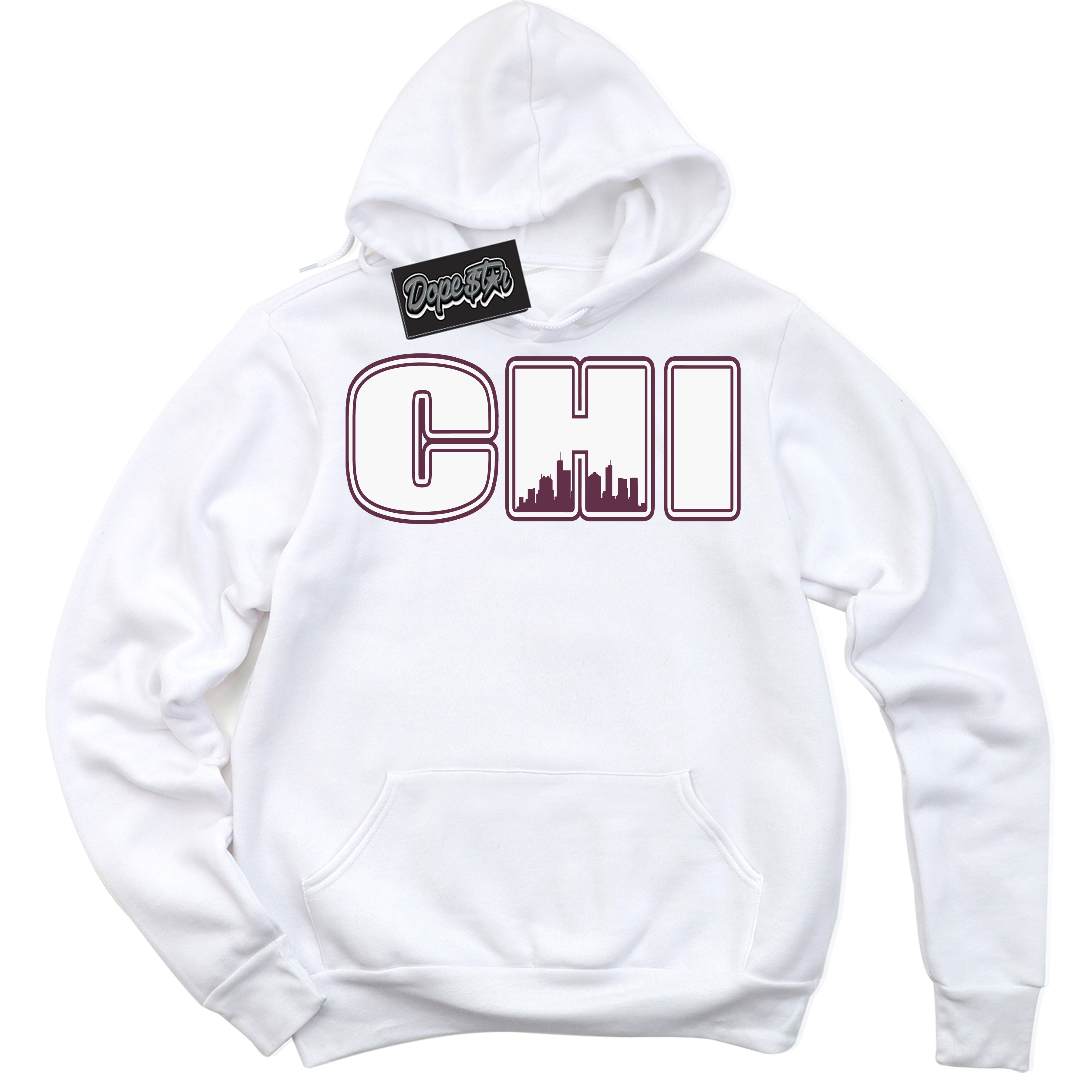 Cool White Hoodie with “Chicago” design that Perfectly Matches White Viotech Dunks.