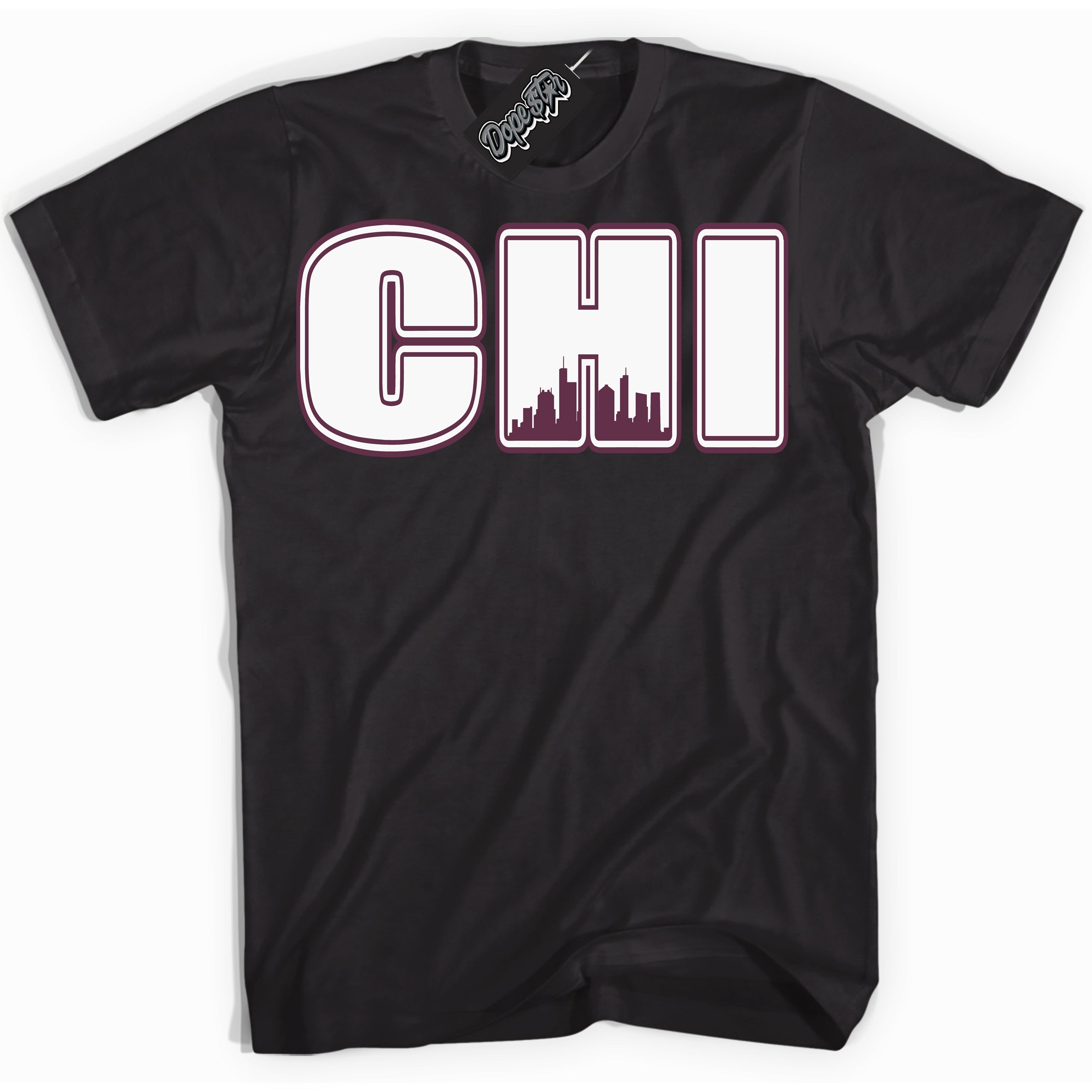 Cool Black Shirt with “Chicago” design that perfectly matches White Viotech Dunks.