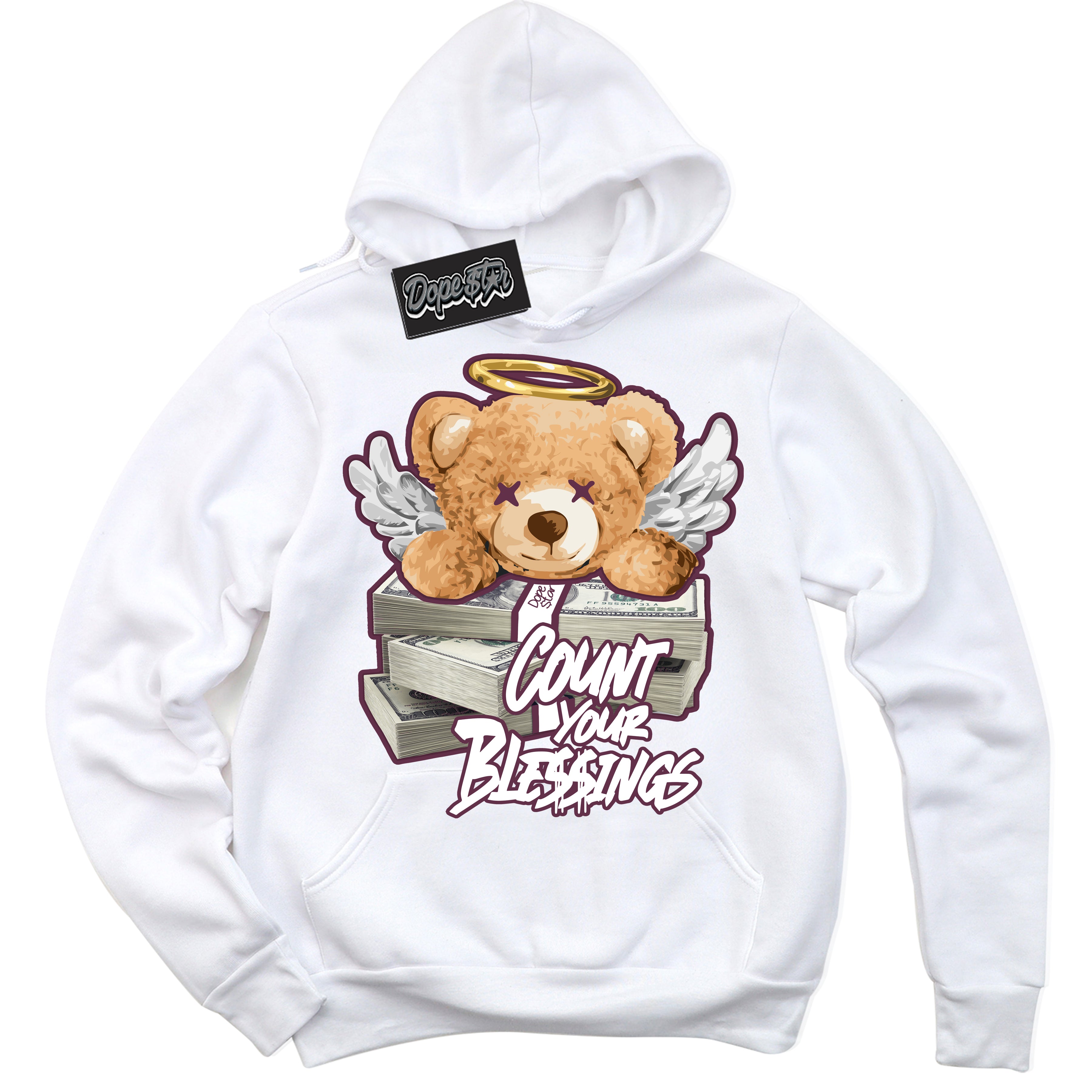 Cool White Hoodie with “Count Your Blessings” design that Perfectly Matches White Viotech Dunks.