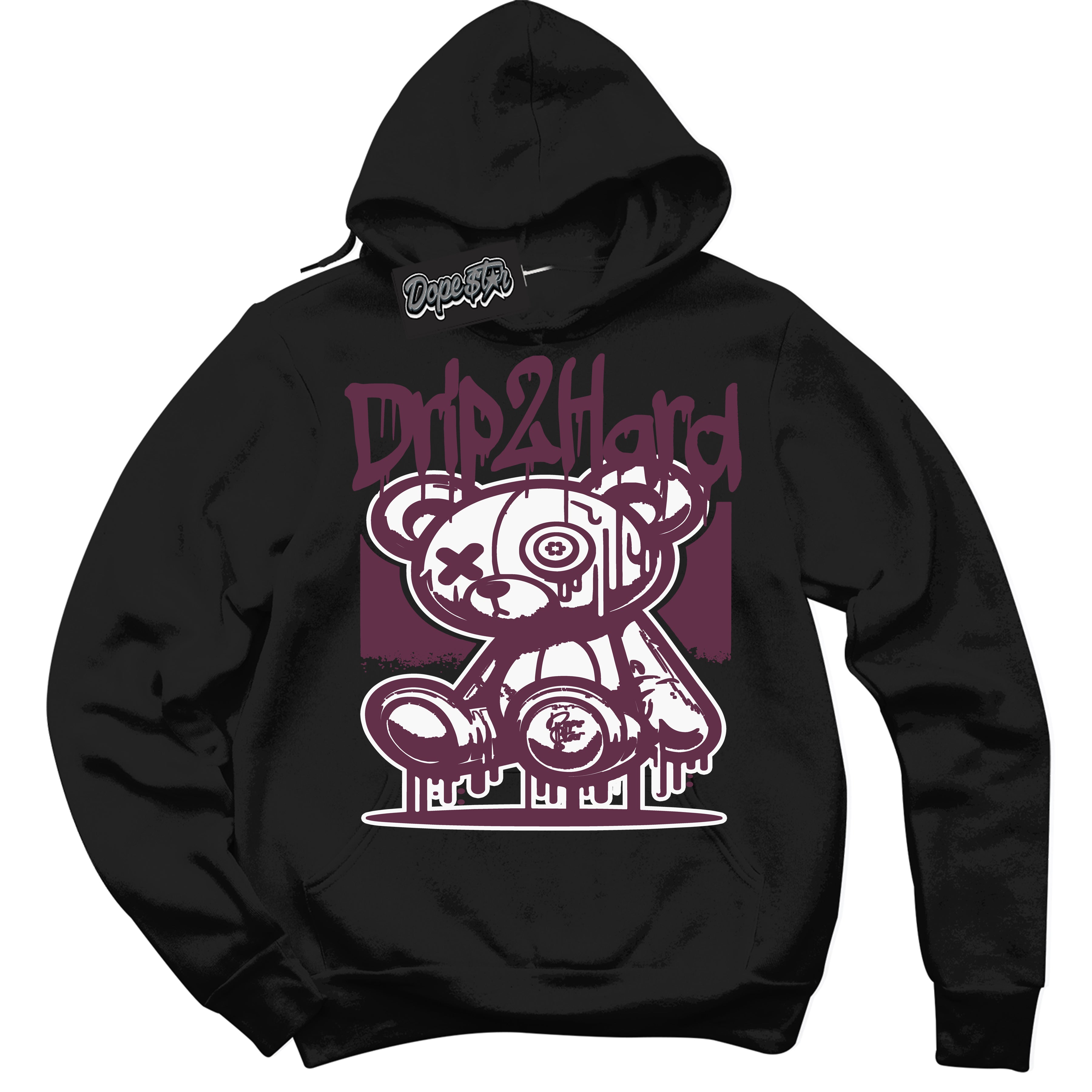 Cool Black Hoodie with “Drip 2 Hard” design that Perfectly Matches White Viotech Dunks.