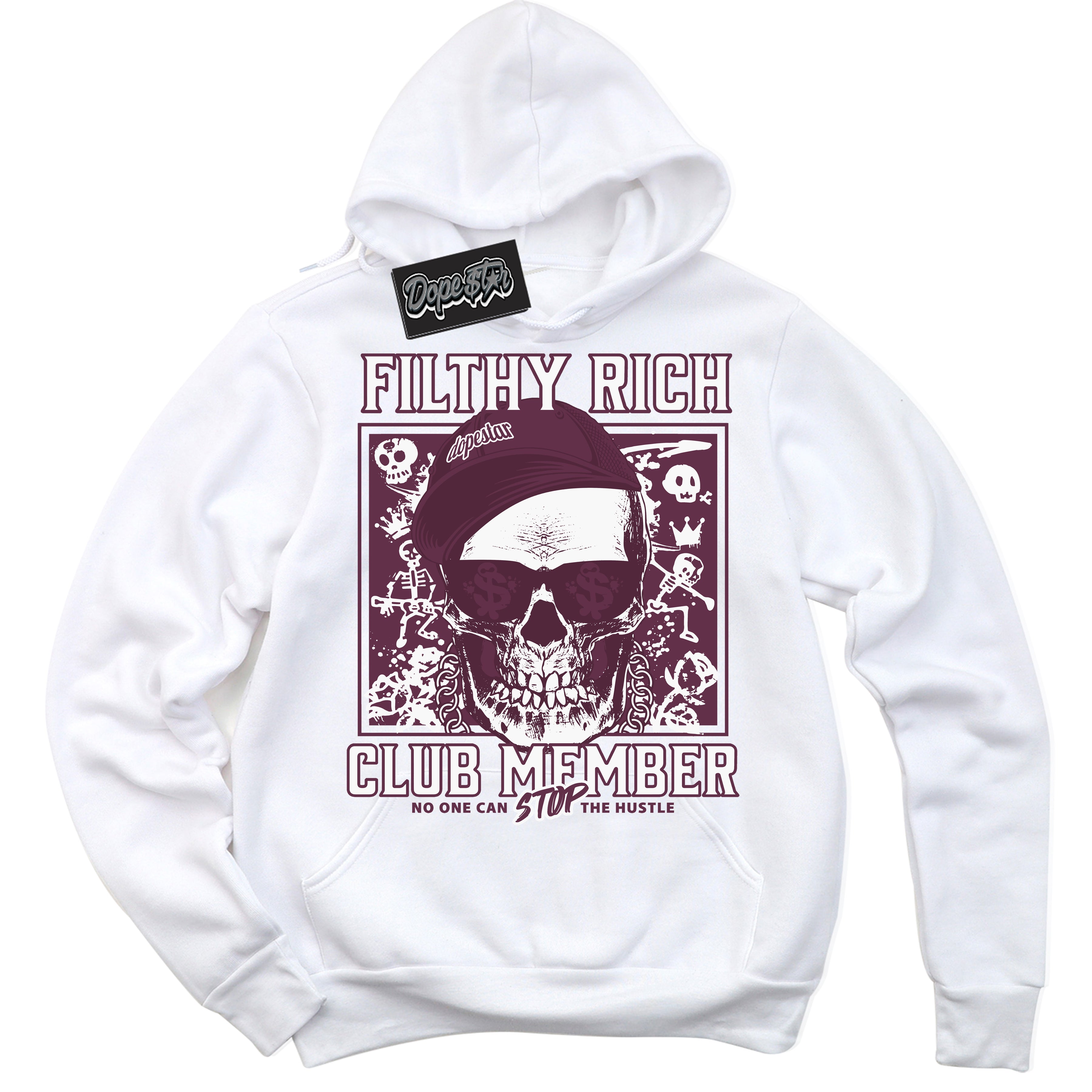 Cool White Hoodie with “Filthy Rich” design that Perfectly Matches White Viotech Dunks.