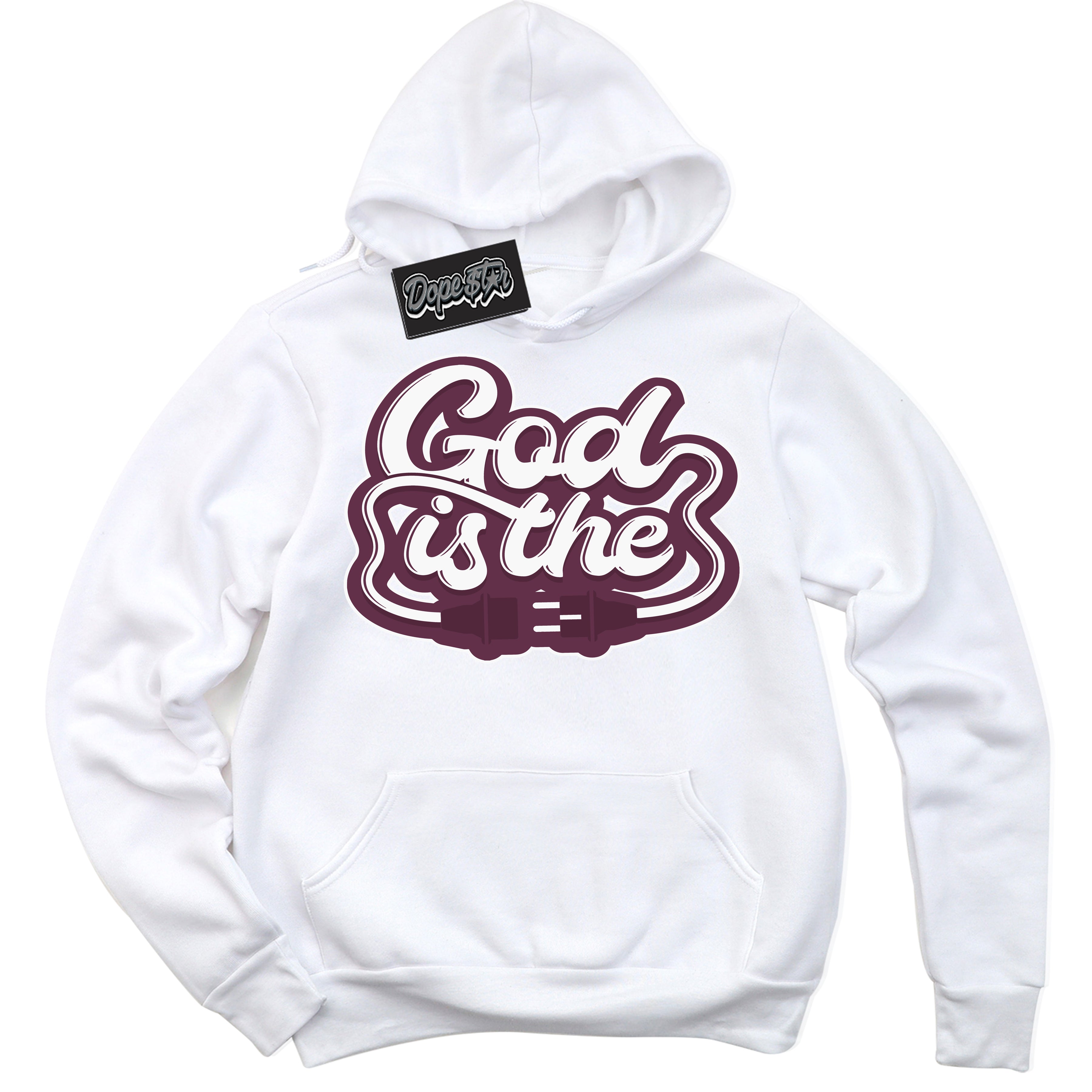 Cool White Hoodie with “God Is The” design that Perfectly Matches White Viotech Dunks.