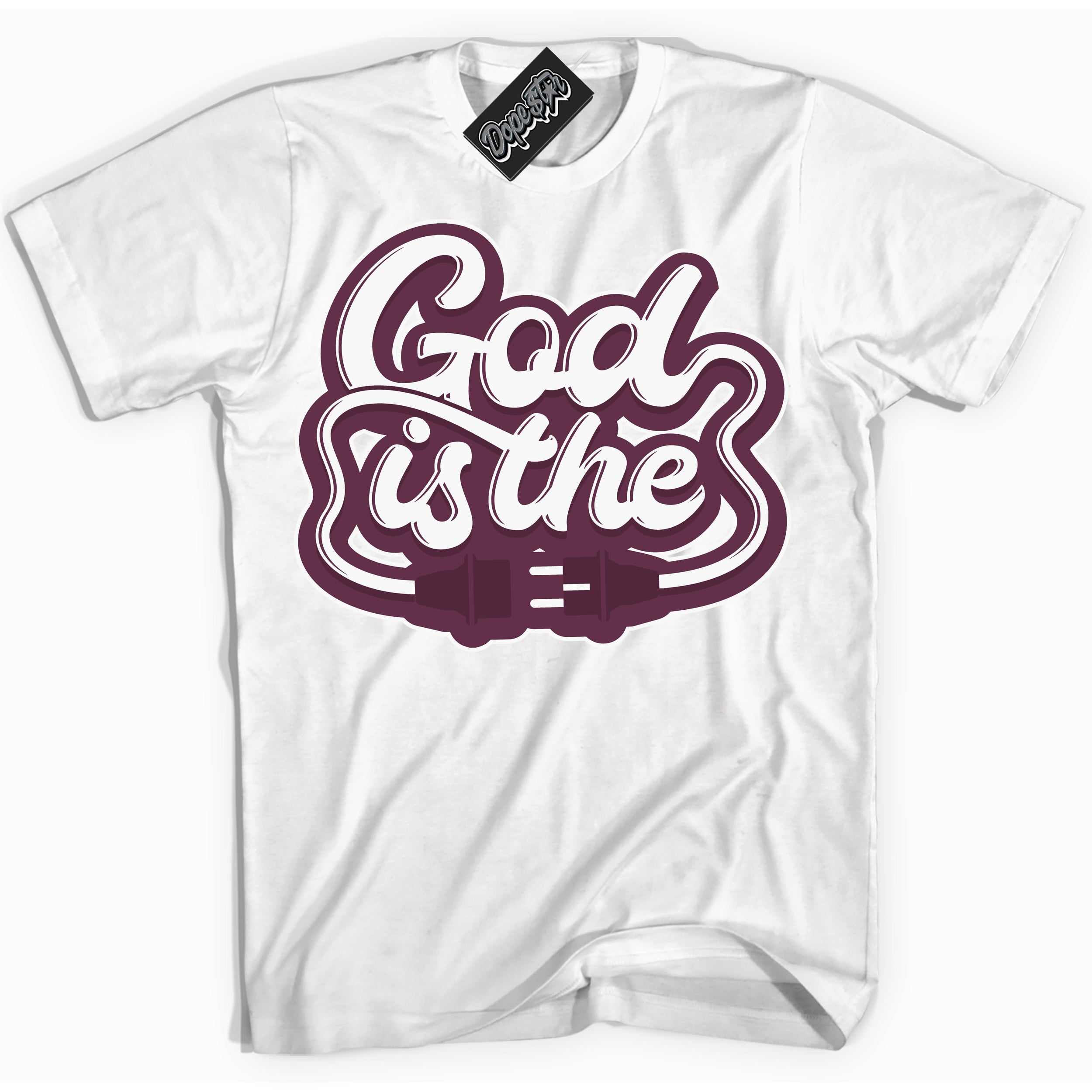 Cool White Shirt with “God Is The” design that perfectly matches White Viotech Dunks.