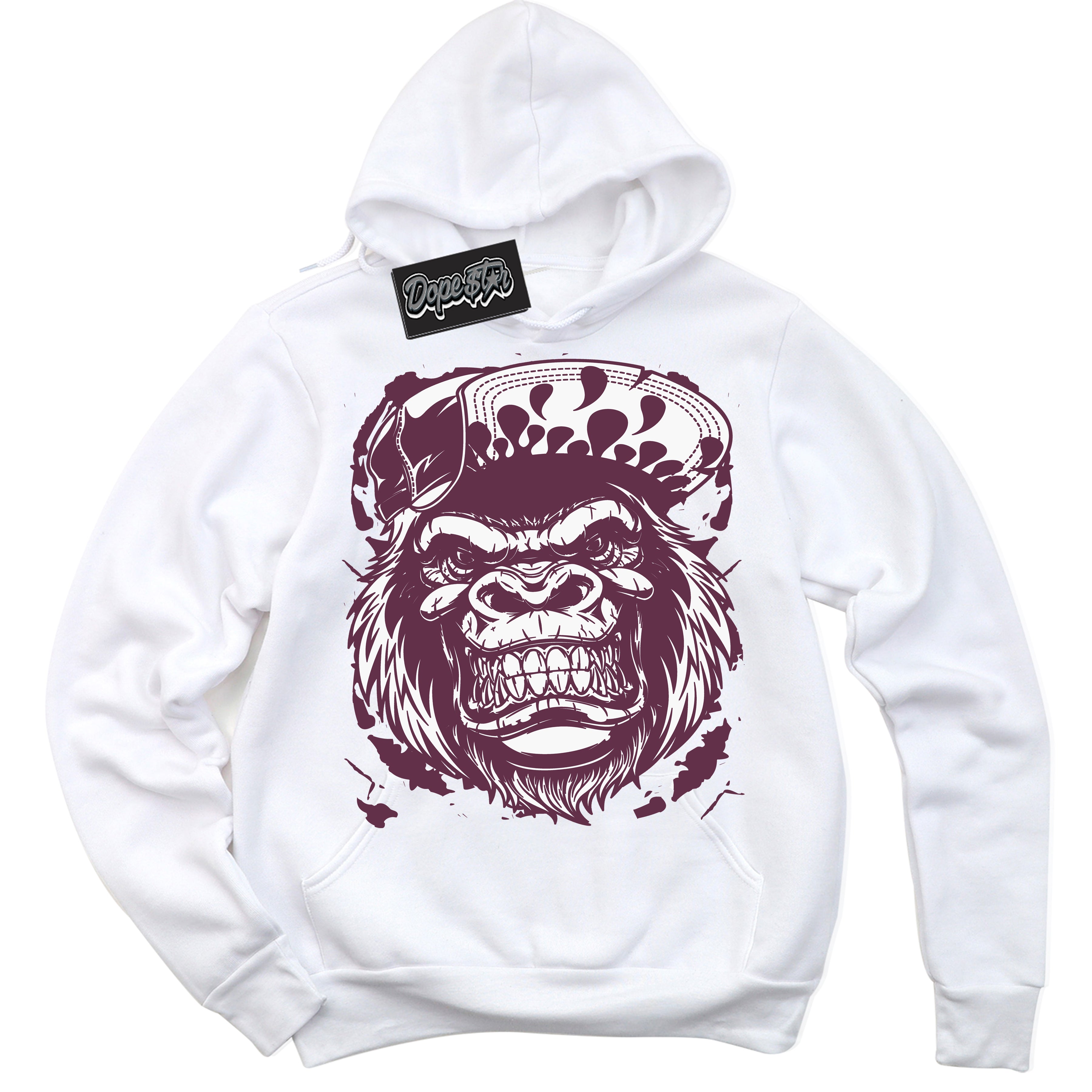 Cool White Hoodie with “Gorilla Beast” design that Perfectly Matches White Viotech Dunks.