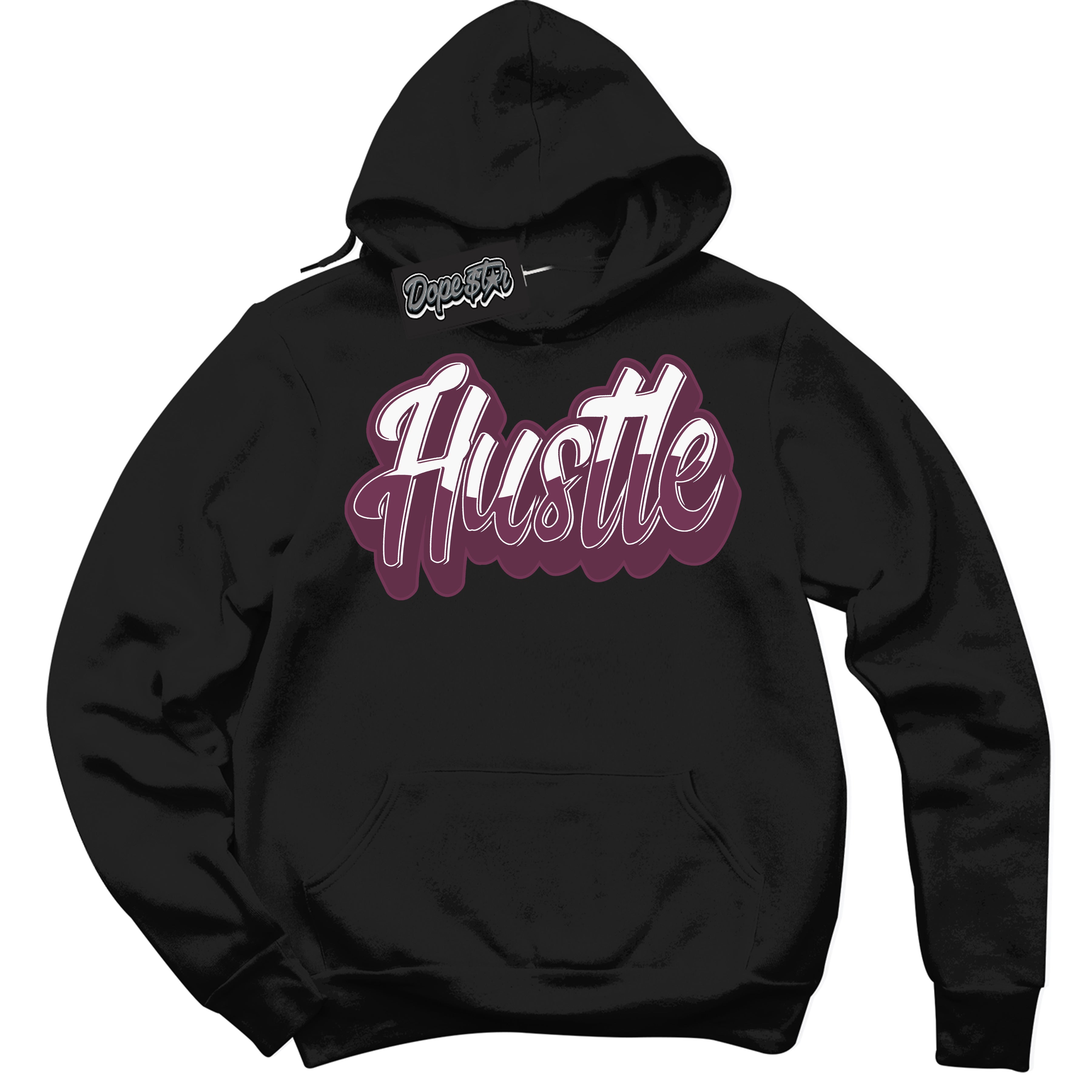 Cool Black Hoodie with “Hustle” design that Perfectly Matches White Viotech Dunks.