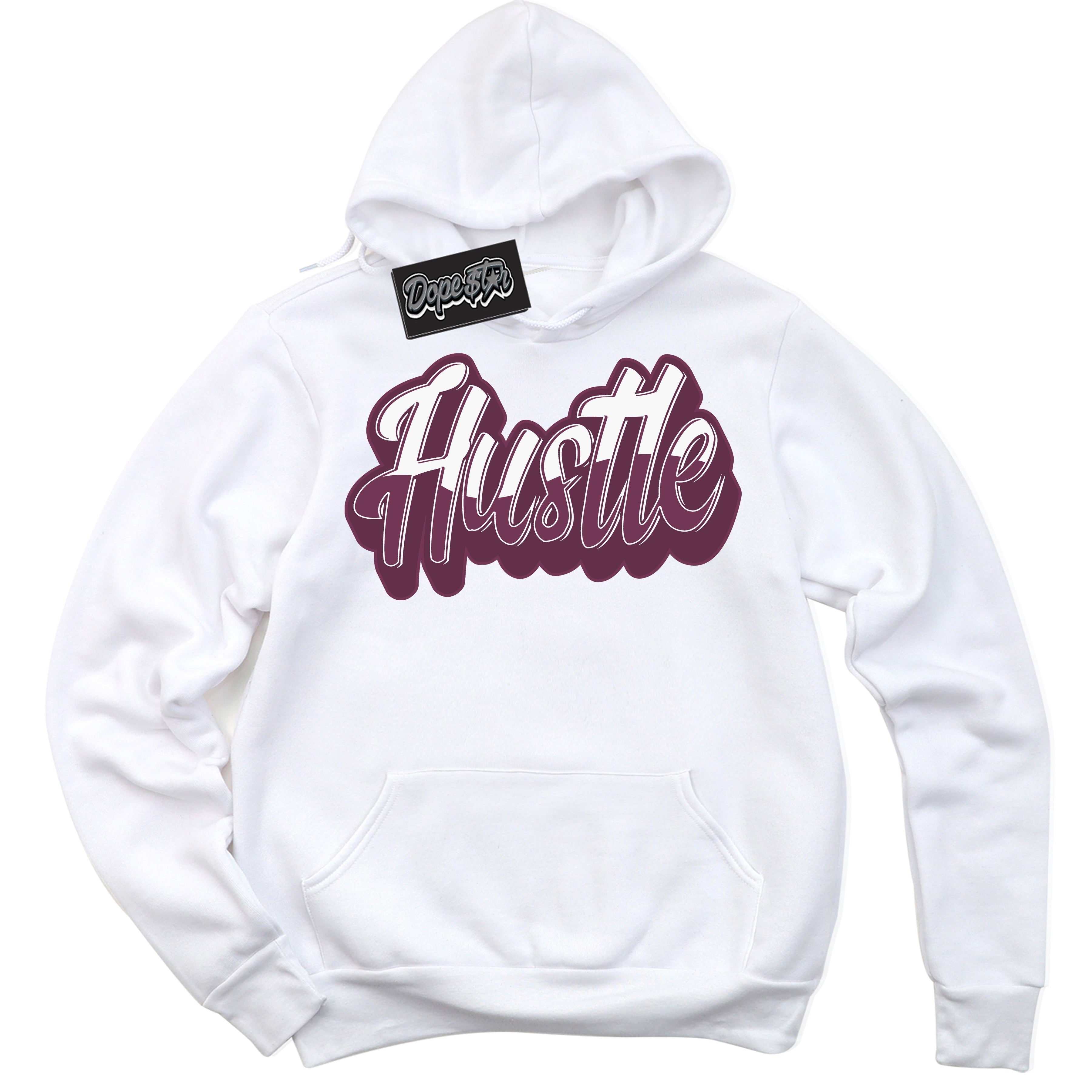 Cool White Hoodie with “Hustle” design that Perfectly Matches White Viotech Dunks.