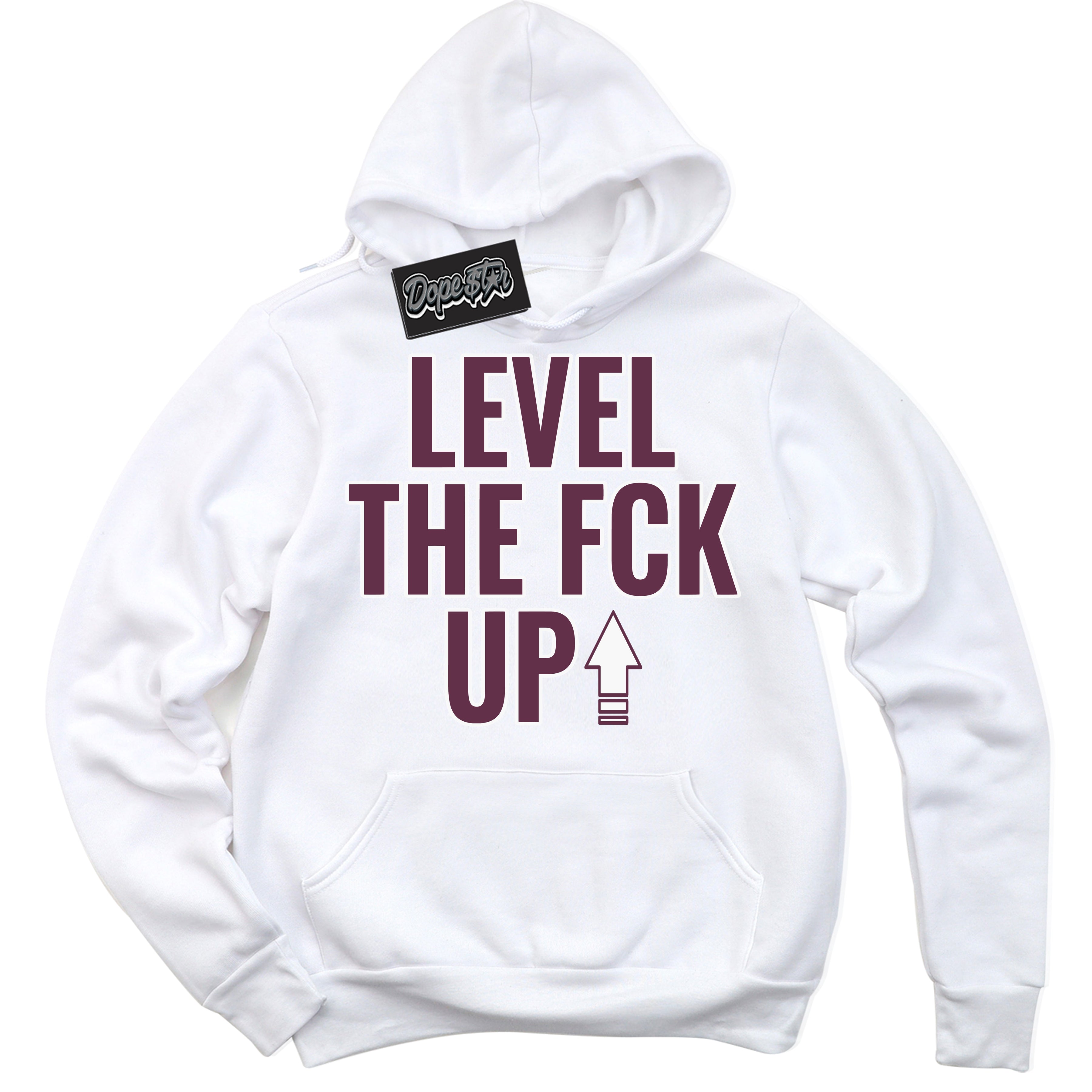 Cool White Hoodie with “Level The Fck Up” design that Perfectly Matches White Viotech Dunks.