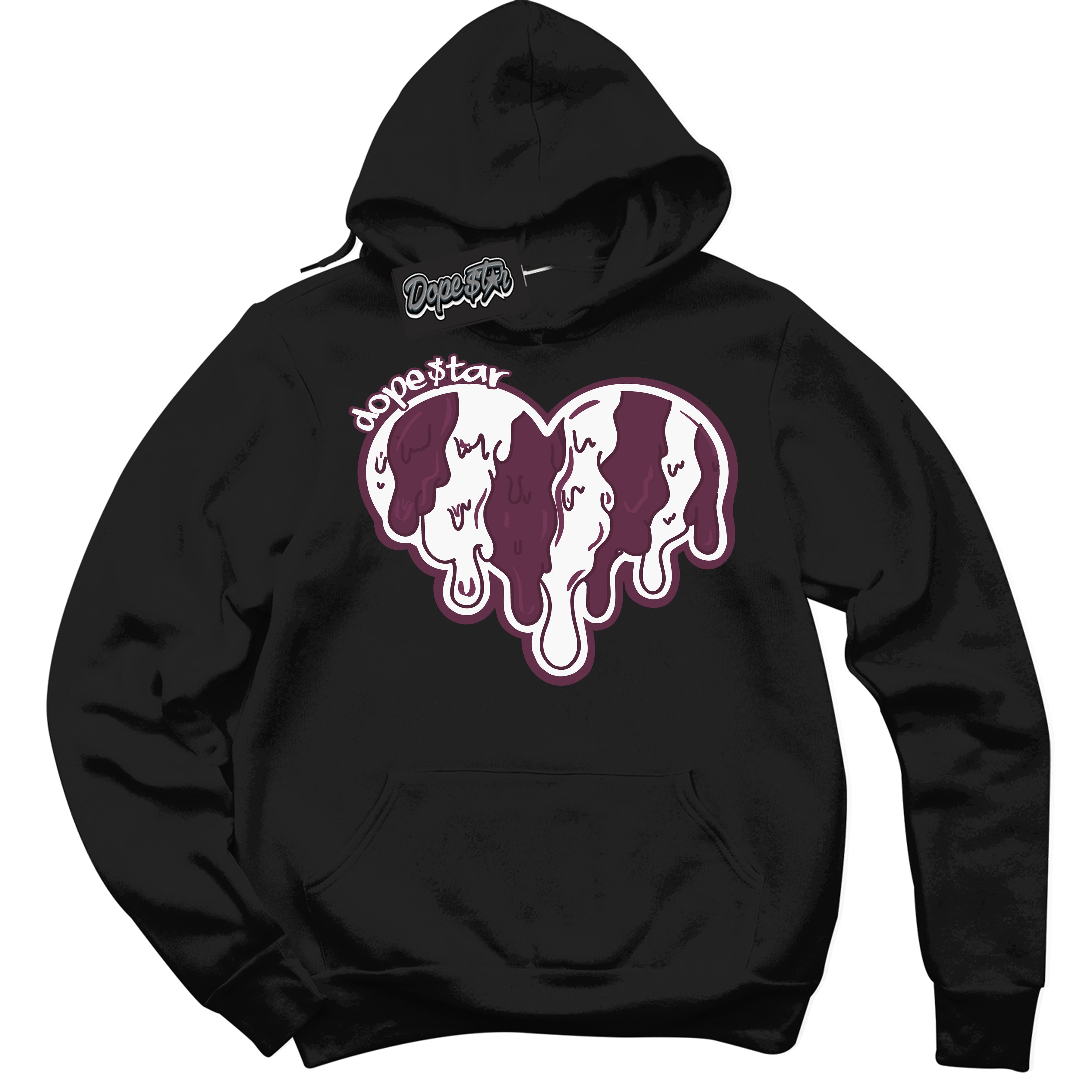 Cool Black Hoodie with “Melting Heart” design that Perfectly Matches White Viotech Dunks.