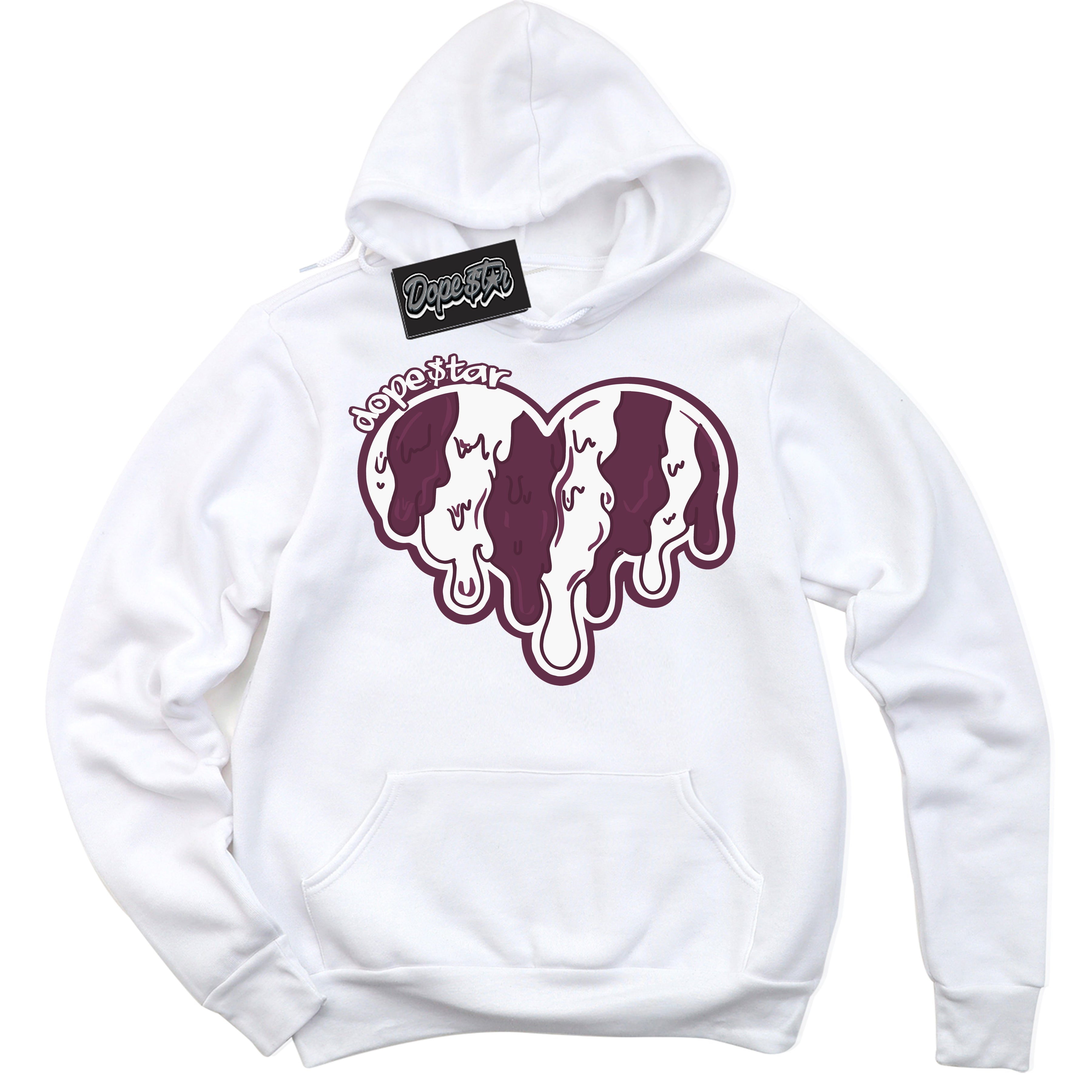 Cool White Hoodie with “Melting Heart” design that Perfectly Matches White Viotech Dunks.