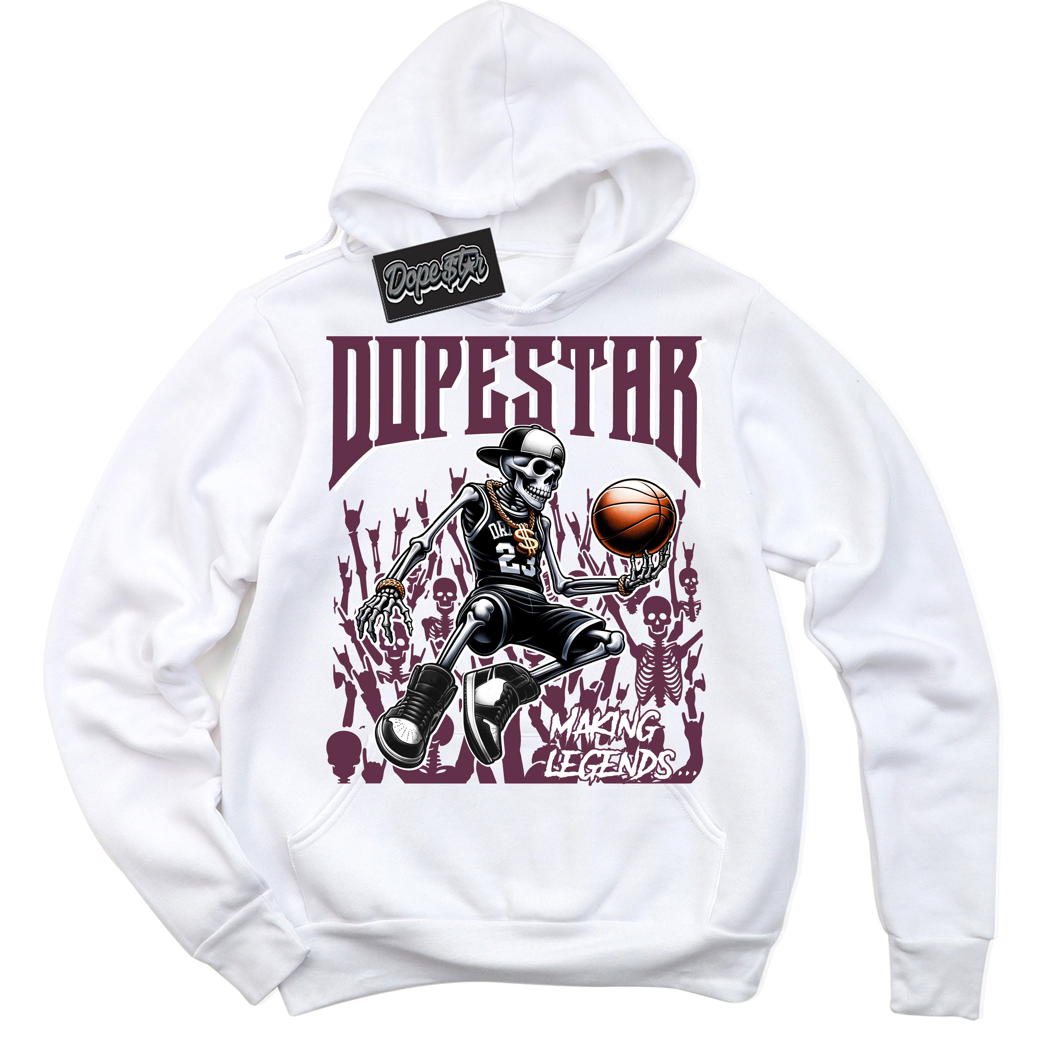 Cool White Hoodie with “Making Legends” design that Perfectly Matches White Viotech Dunks.