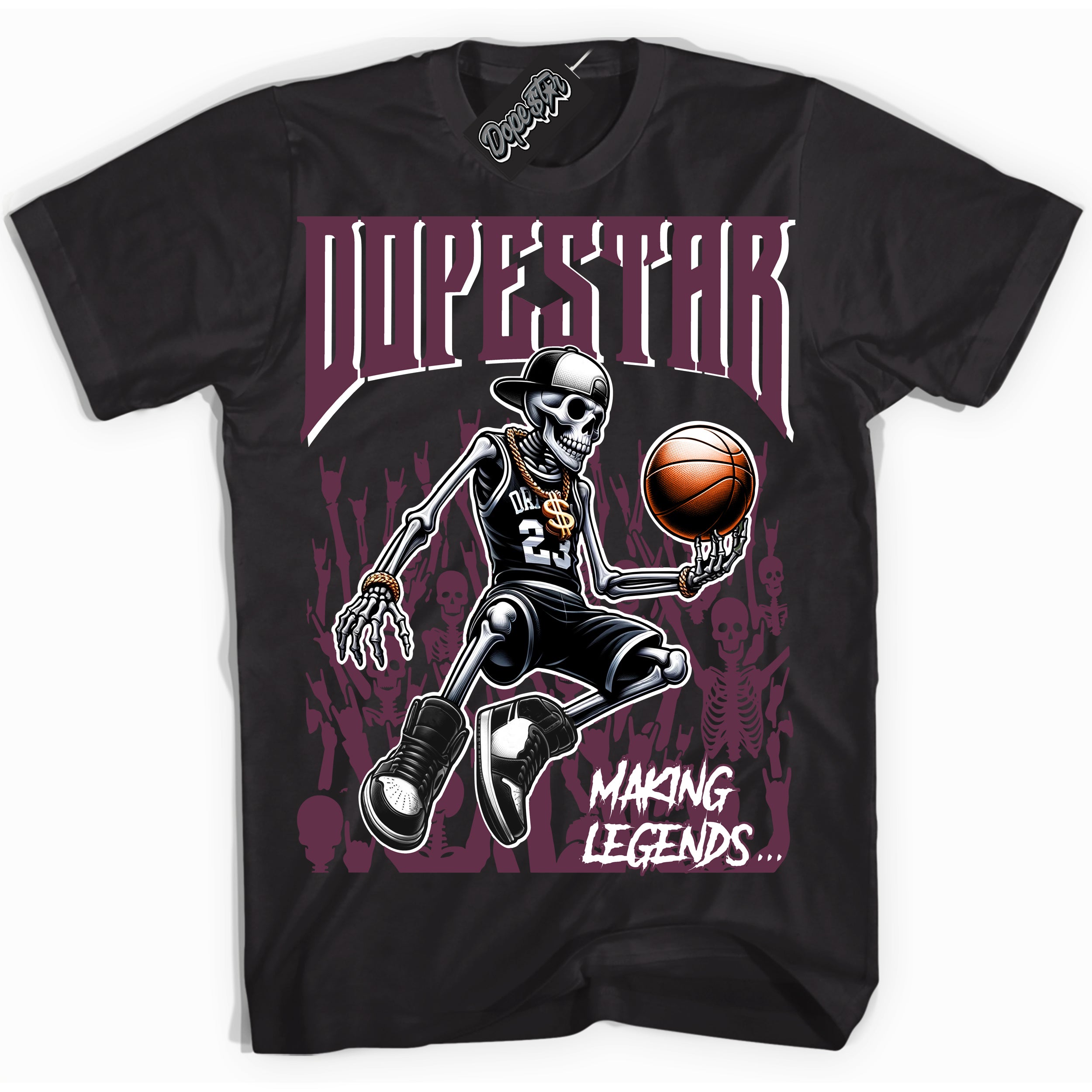 Cool Black Shirt with “Making Legends” design that perfectly matches White Viotech Dunks.