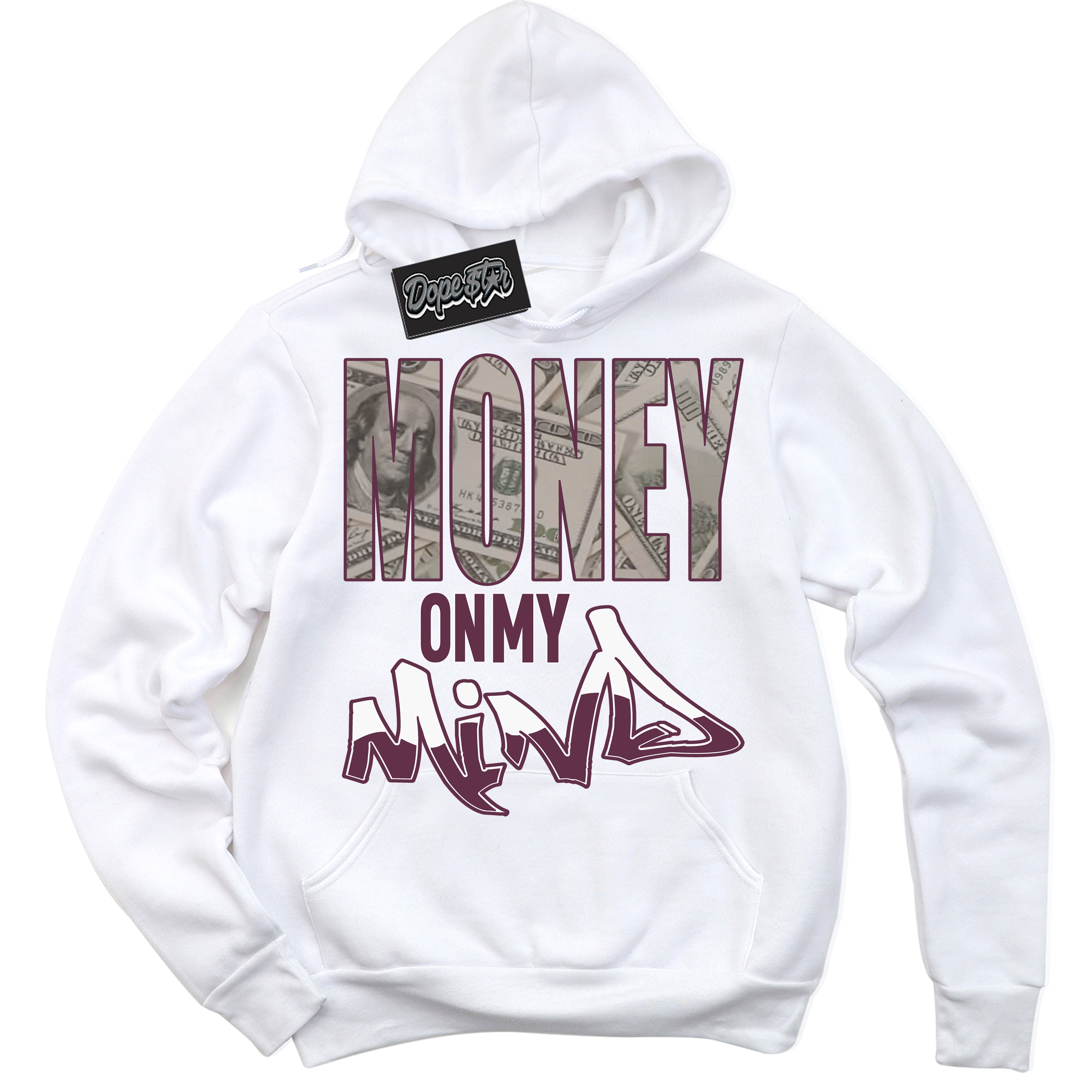 Cool White Hoodie with “Money On My Mind” design that Perfectly Matches White Viotech Dunks.