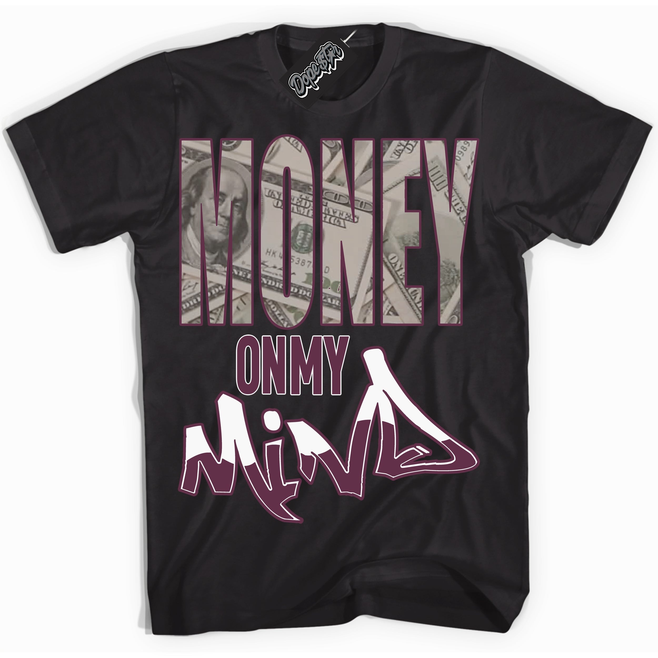 Cool Black Shirt with “Money On My Mind” design that perfectly matches White Viotech Dunks.