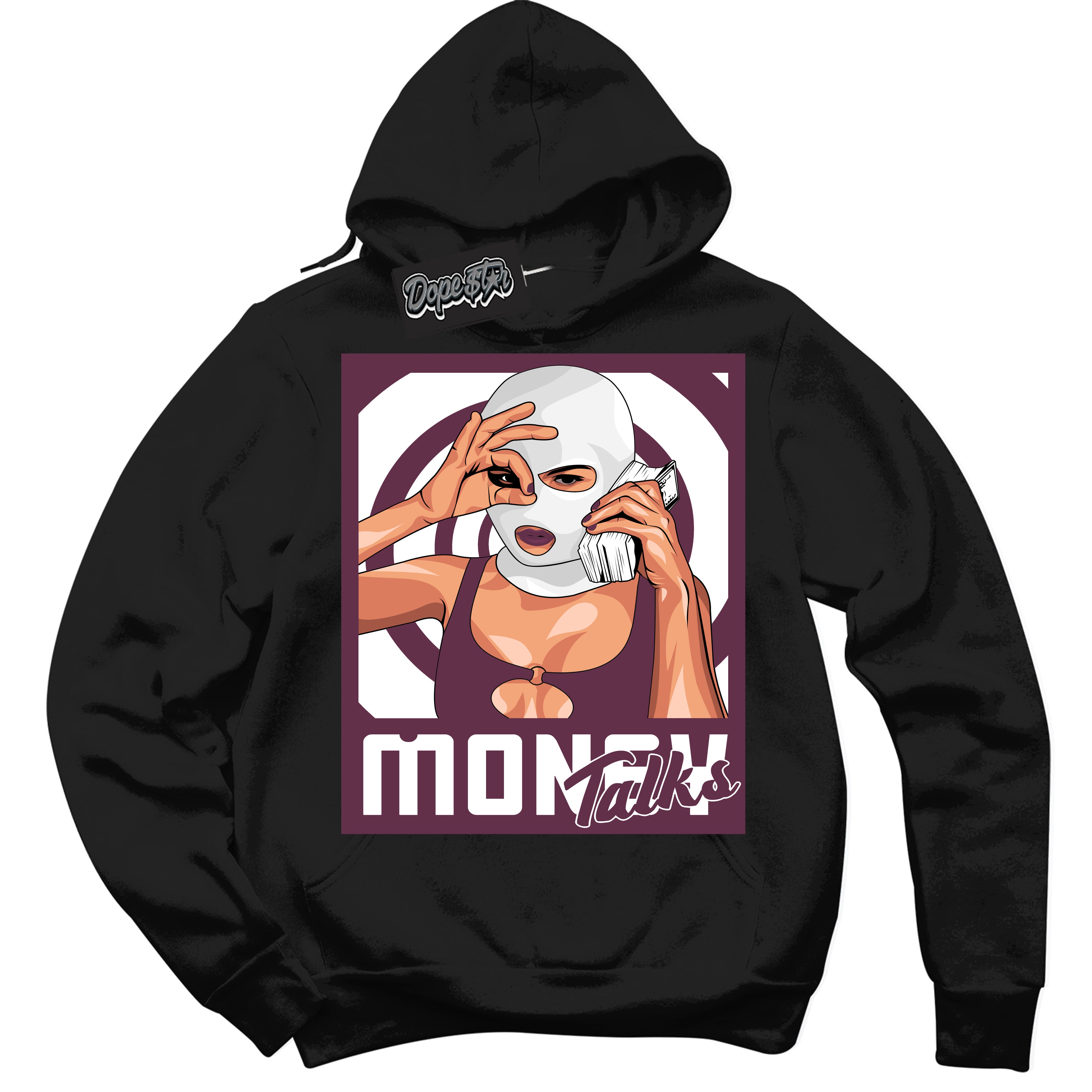 Cool Black Hoodie with “Money Talks” design that Perfectly Matches White Viotech Dunks.