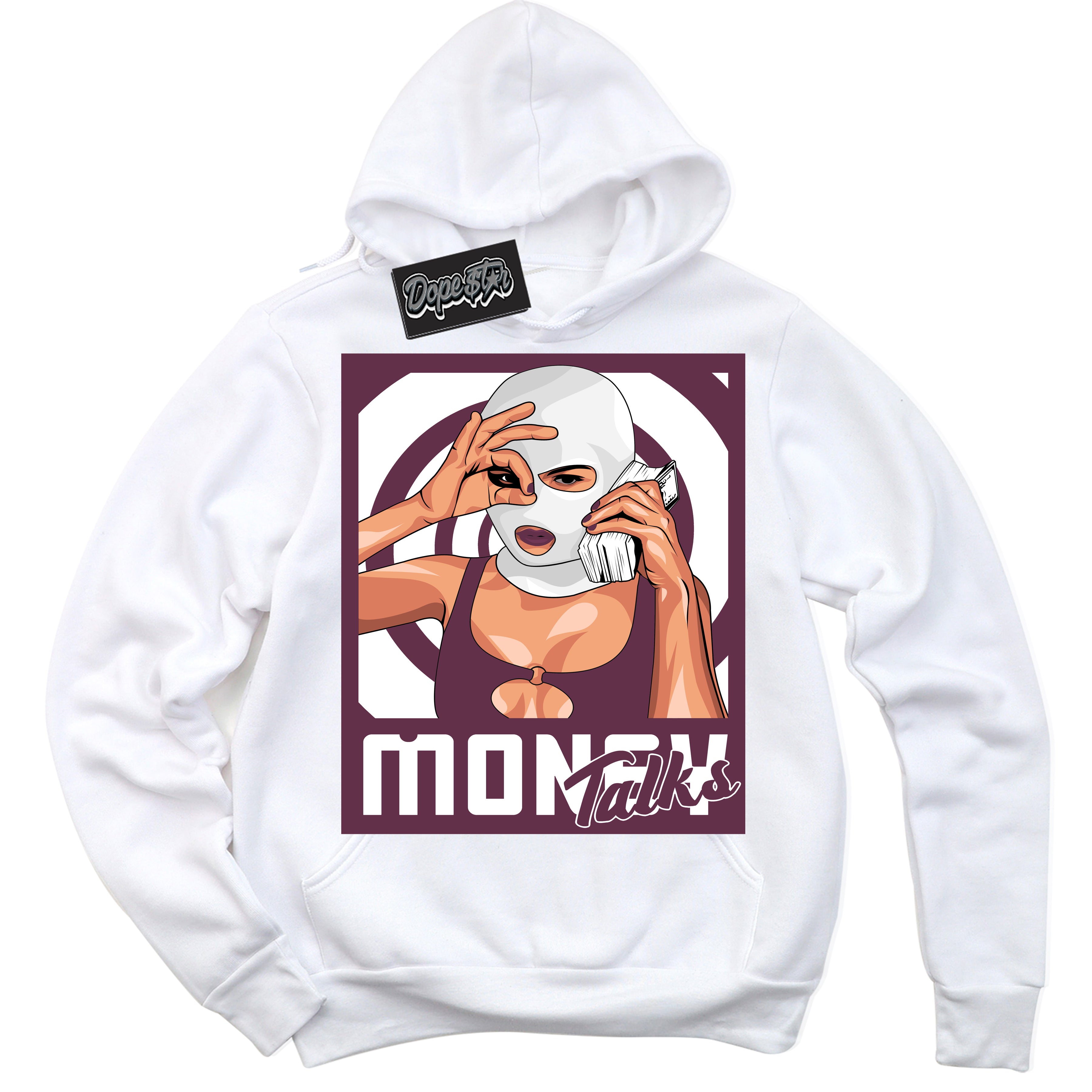 Cool White Hoodie with “Money Talks” design that Perfectly Matches White Viotech Dunks.