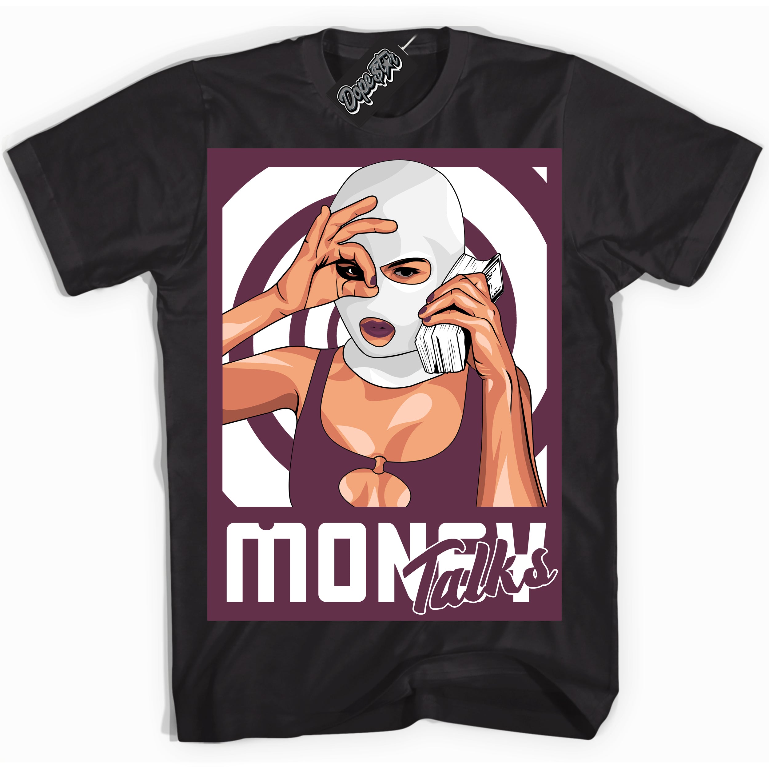 Cool Black Shirt with “Money Talks” design that perfectly matches White Viotech Dunks.