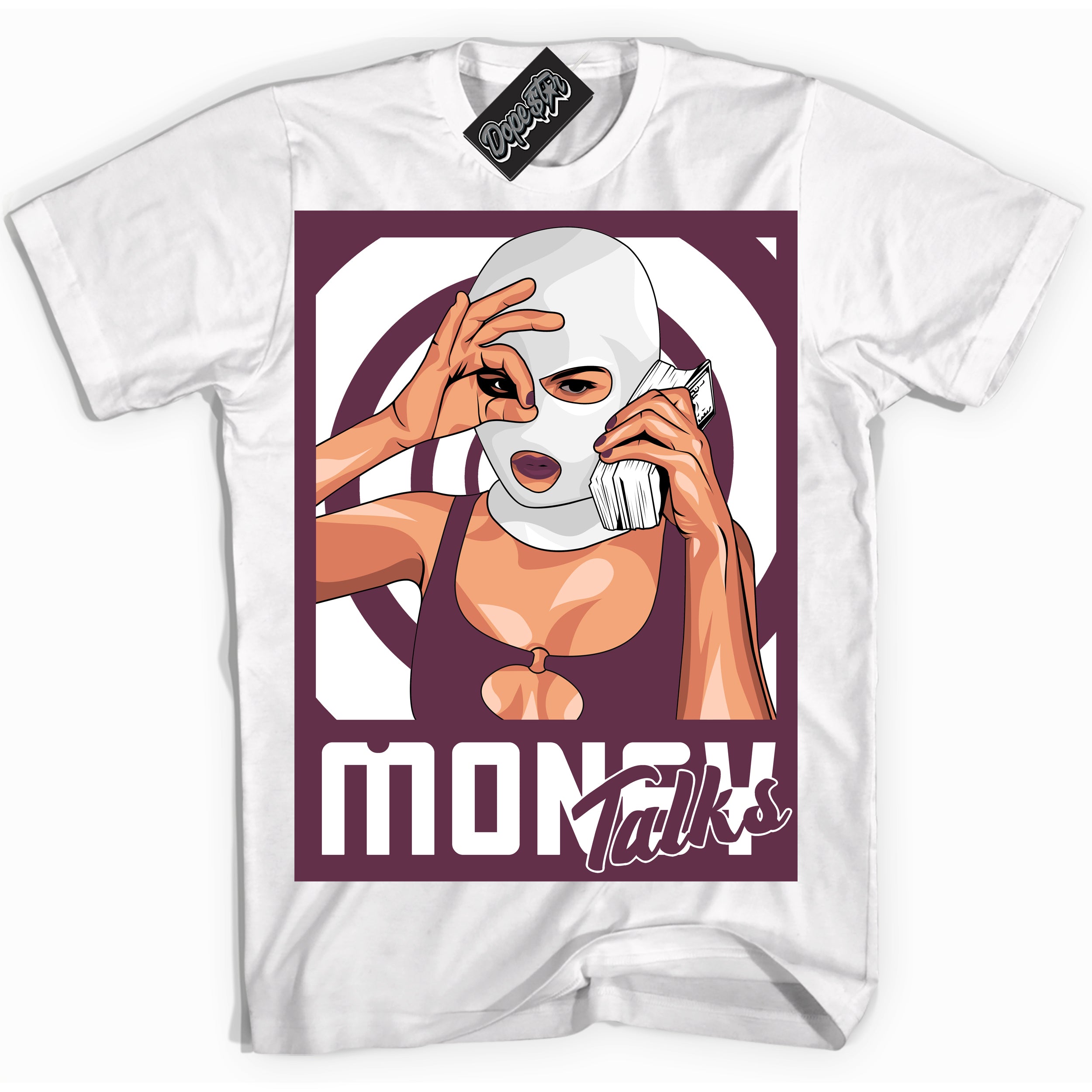 Cool White Shirt with “Money Talks” design that perfectly matches White Viotech Dunks.