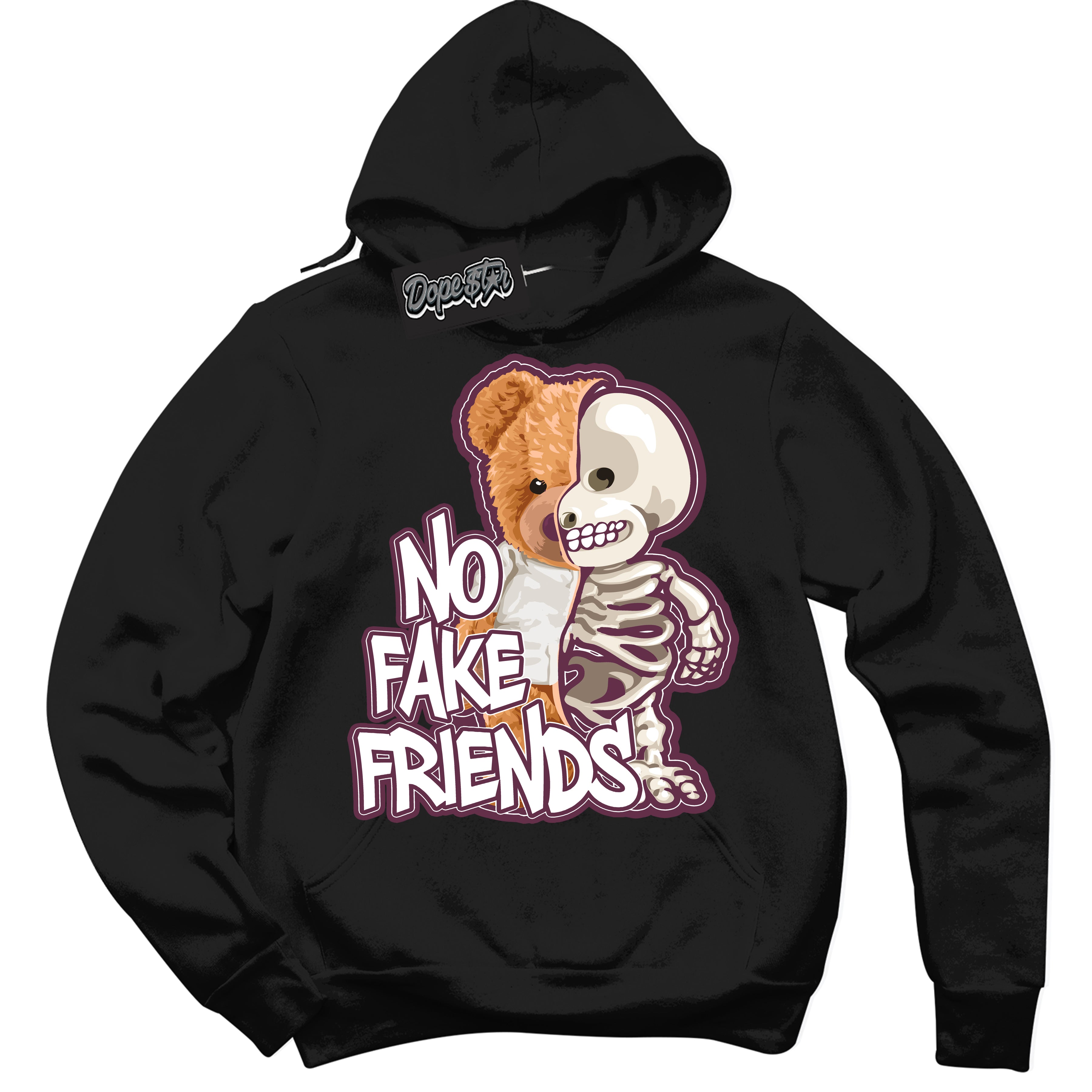 Cool Black Hoodie with “No Fake Friends” design that Perfectly Matches White Viotech Dunks.