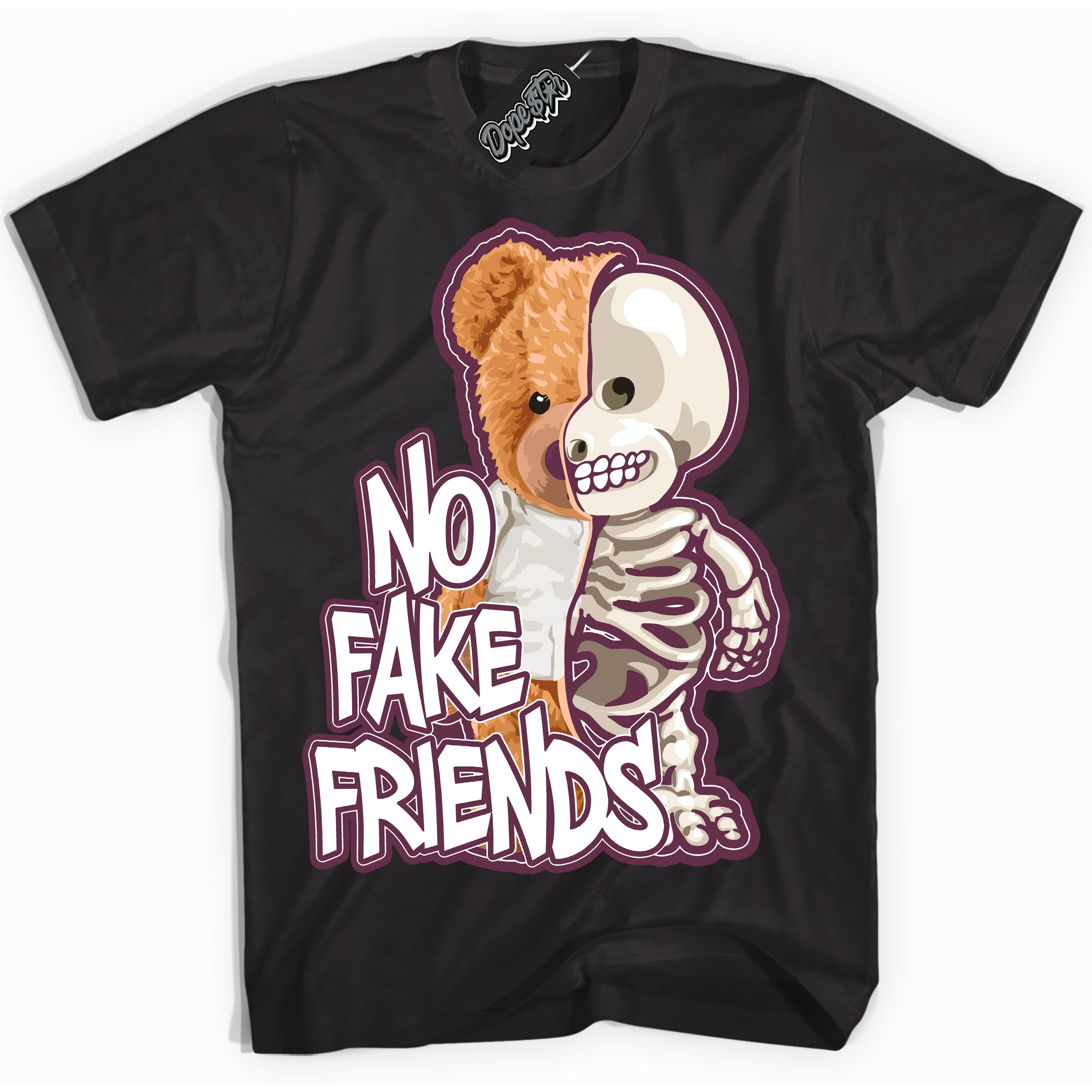 Cool Black Shirt with “No Fake Friends” design that perfectly matches White Viotech Dunks.