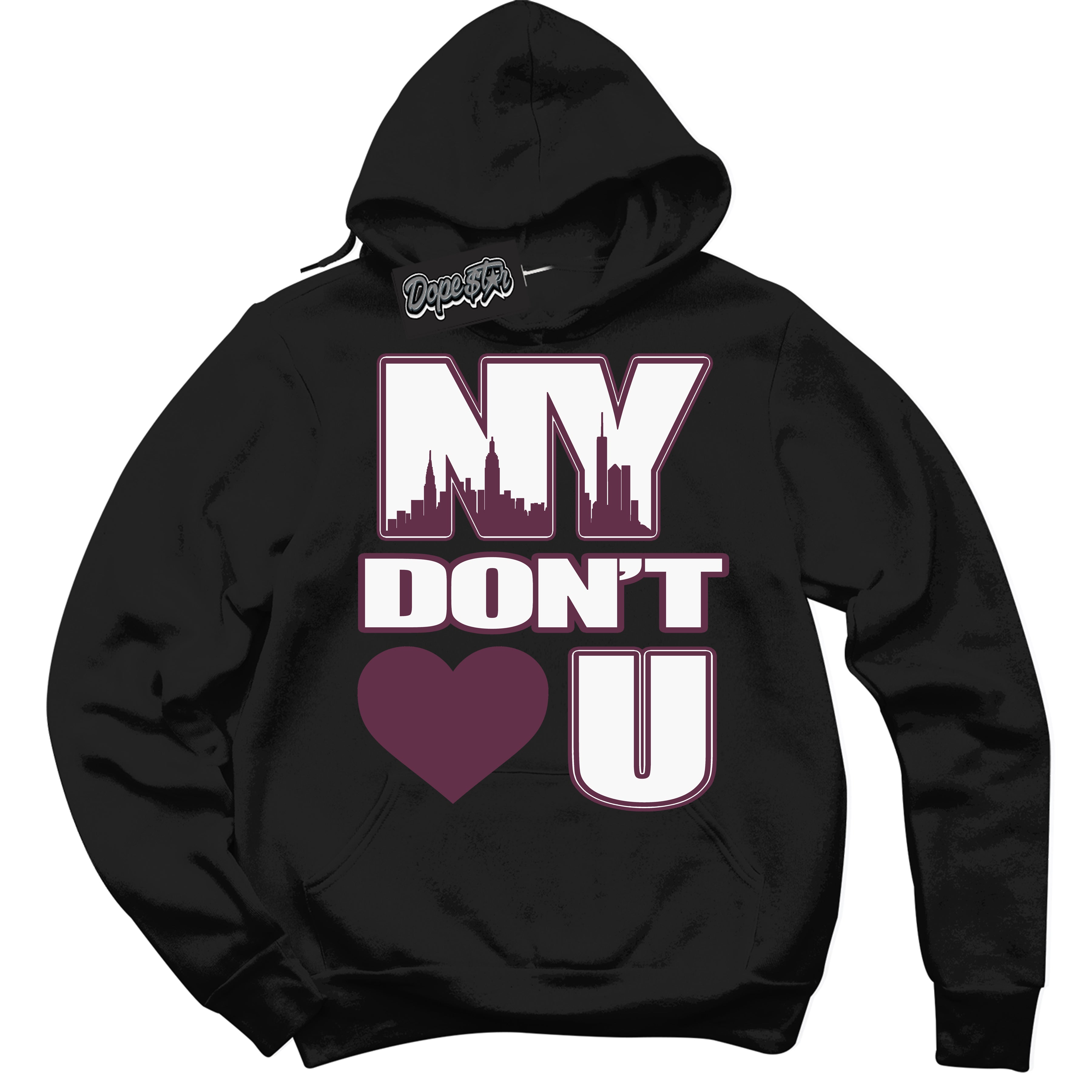 Cool Black Hoodie with “NY Don't Love You” design that Perfectly Matches White Viotech Dunks.