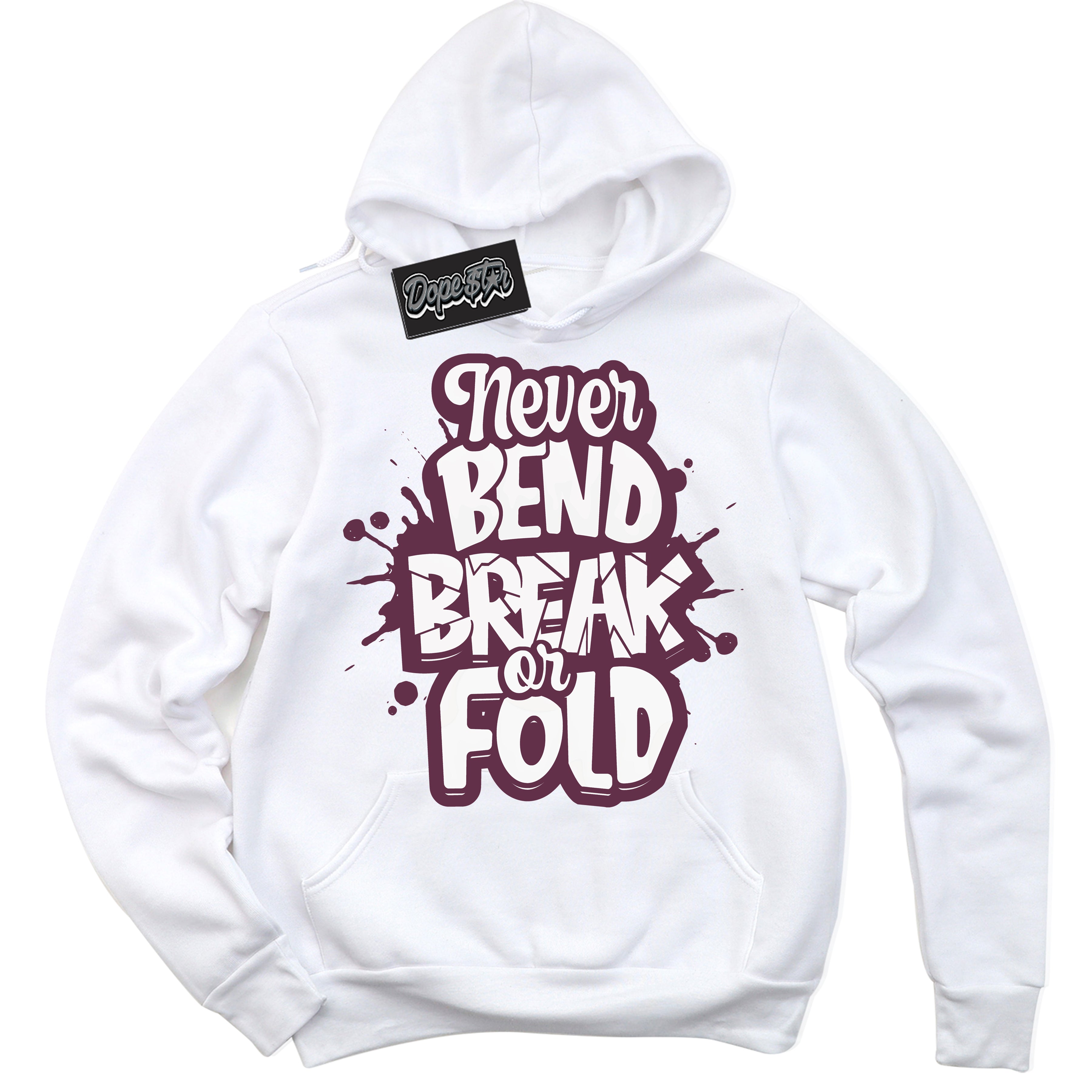 Cool White Hoodie with “Never Bend Break Or Fold” design that Perfectly Matches White Viotech Dunks.