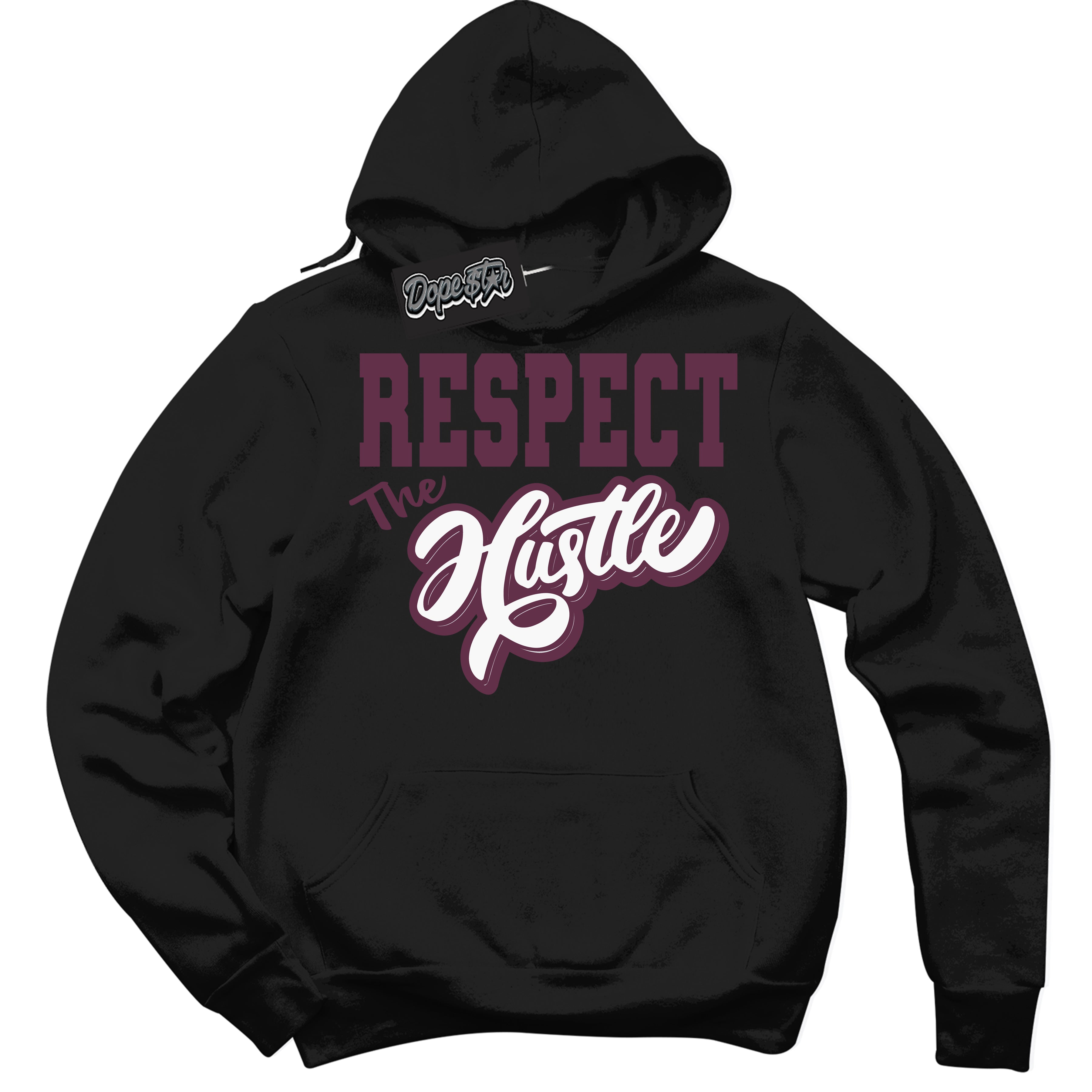 Cool Black Hoodie with “Respect The Hustle” design that Perfectly Matches White Viotech Dunks.