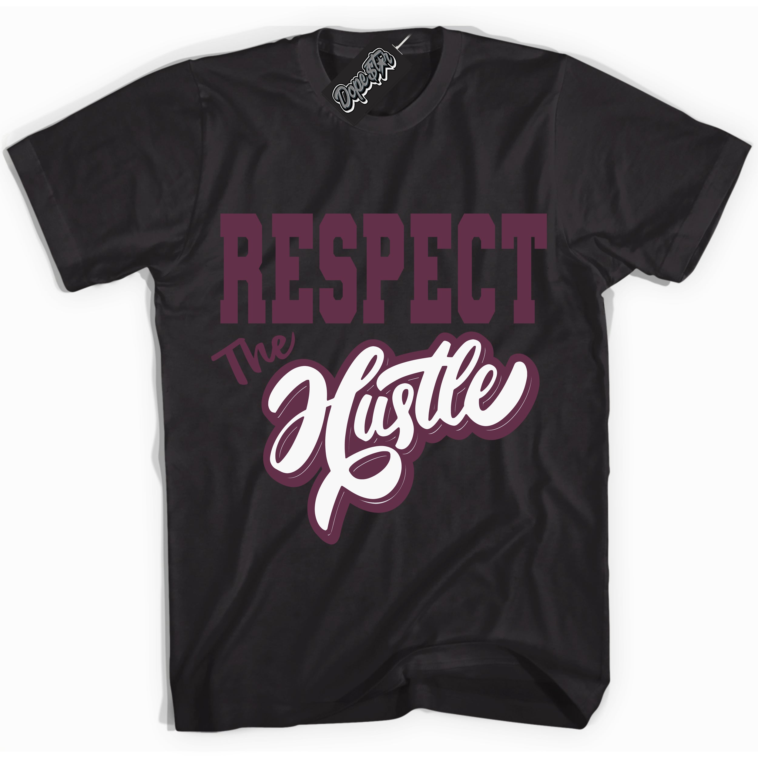 Cool Black Shirt with “Respect The Hustle” design that perfectly matches White Viotech Dunks.