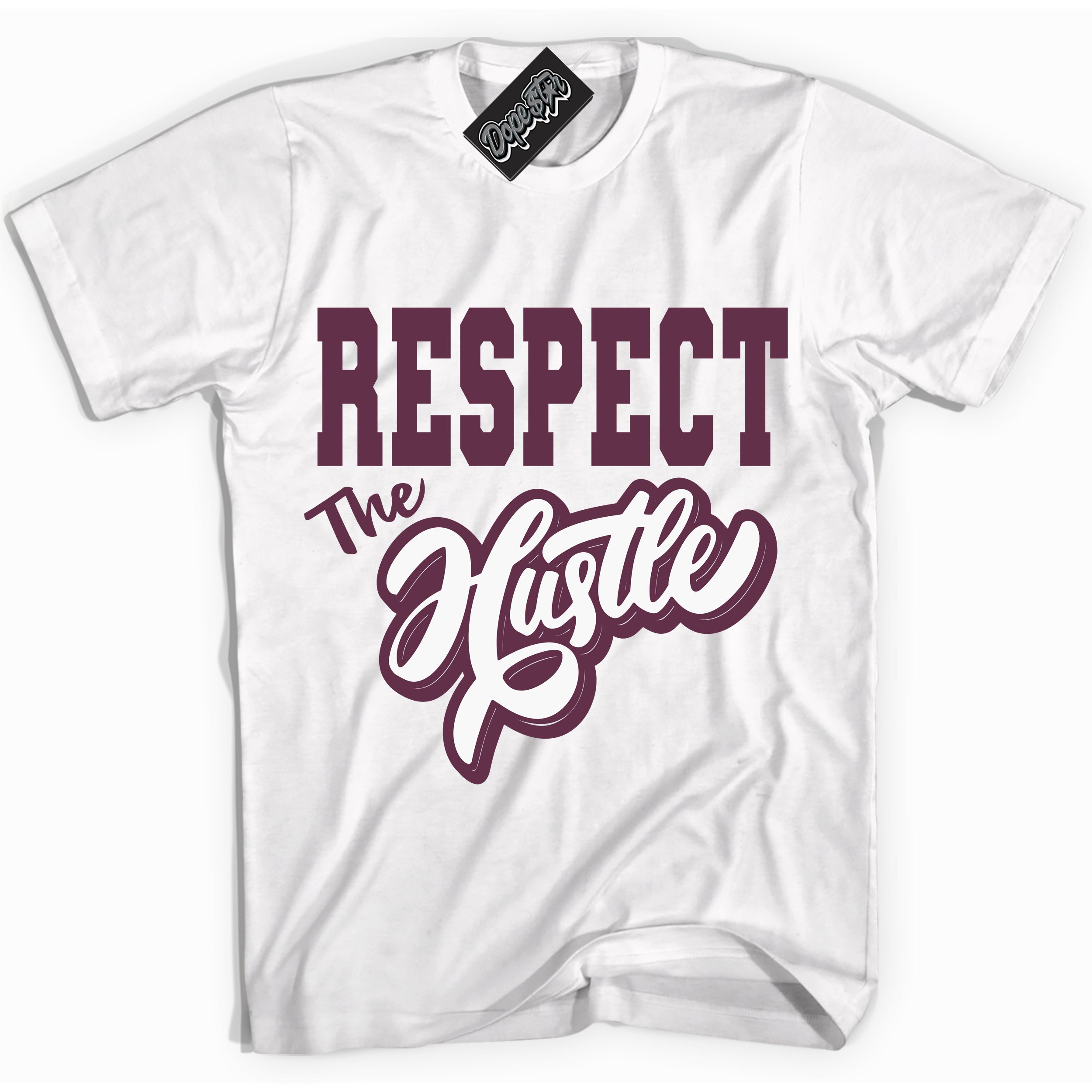 Cool White Shirt with “Respect The Hustle” design that perfectly matches White Viotech Dunks.