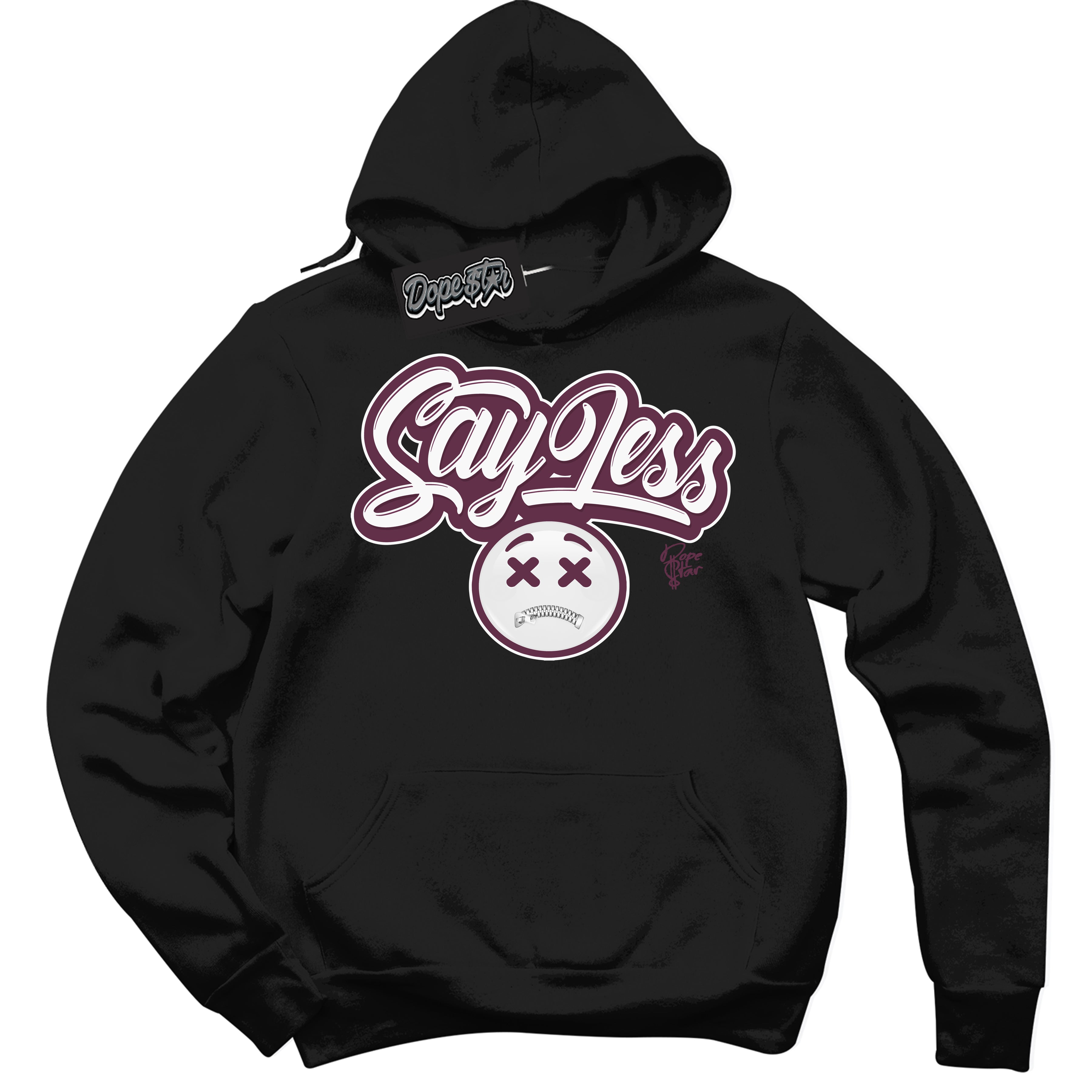 Cool Black Hoodie with “Say Less” design that Perfectly Matches White Viotech Dunks.