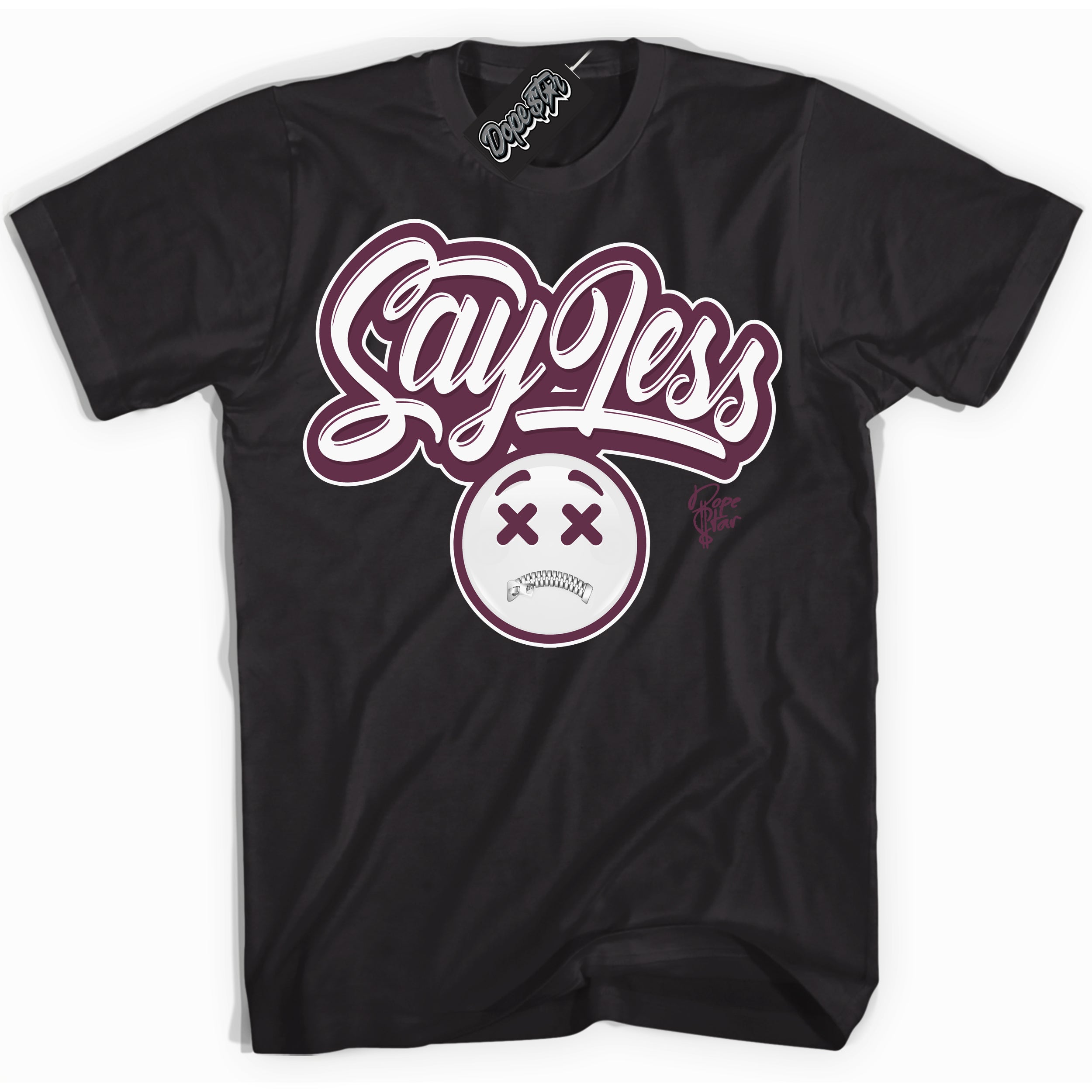 Cool Black Shirt with “Say Less” design that perfectly matches White Viotech Dunks.