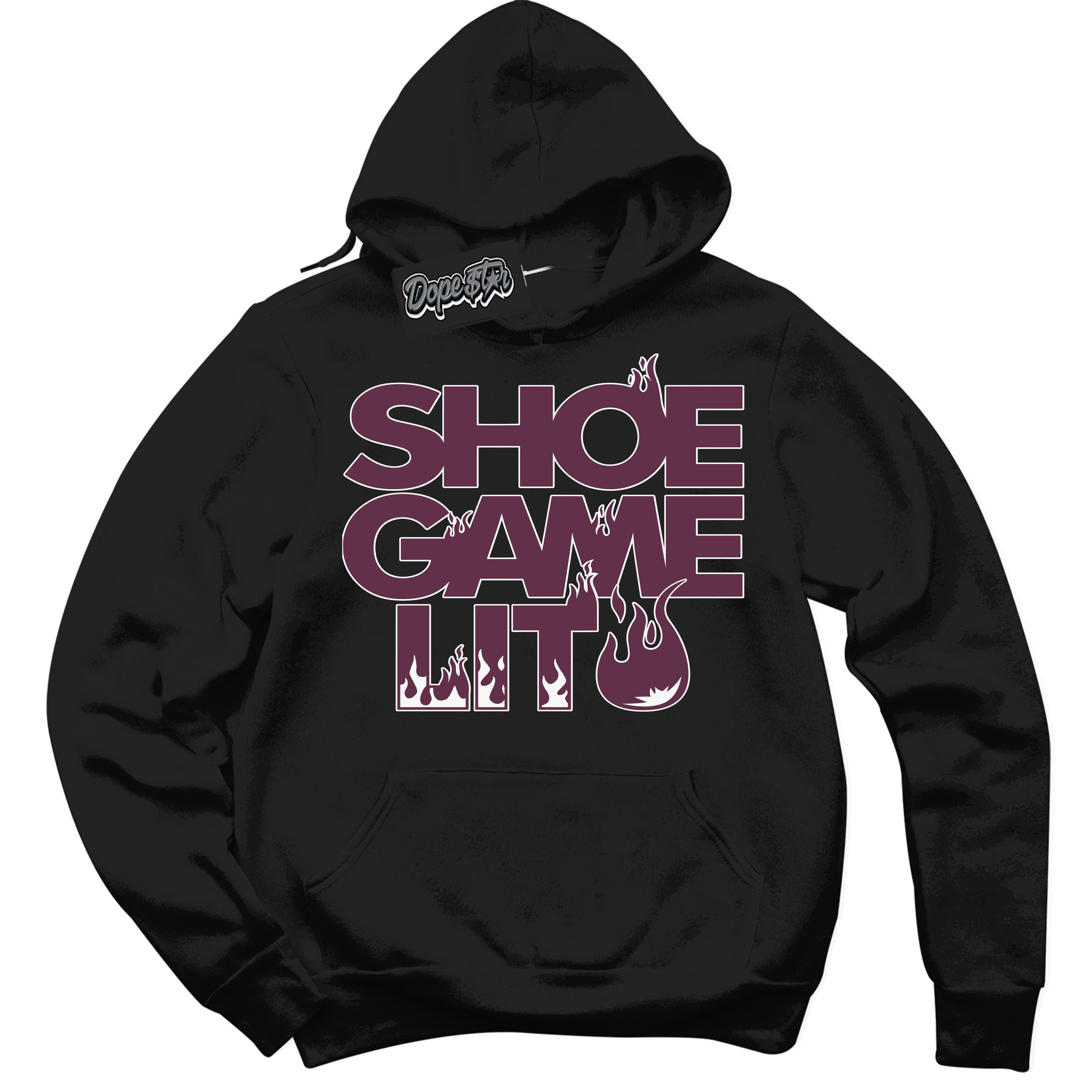 Cool Black Hoodie with “Shoe Game Lit” design that Perfectly Matches White Viotech Dunks.