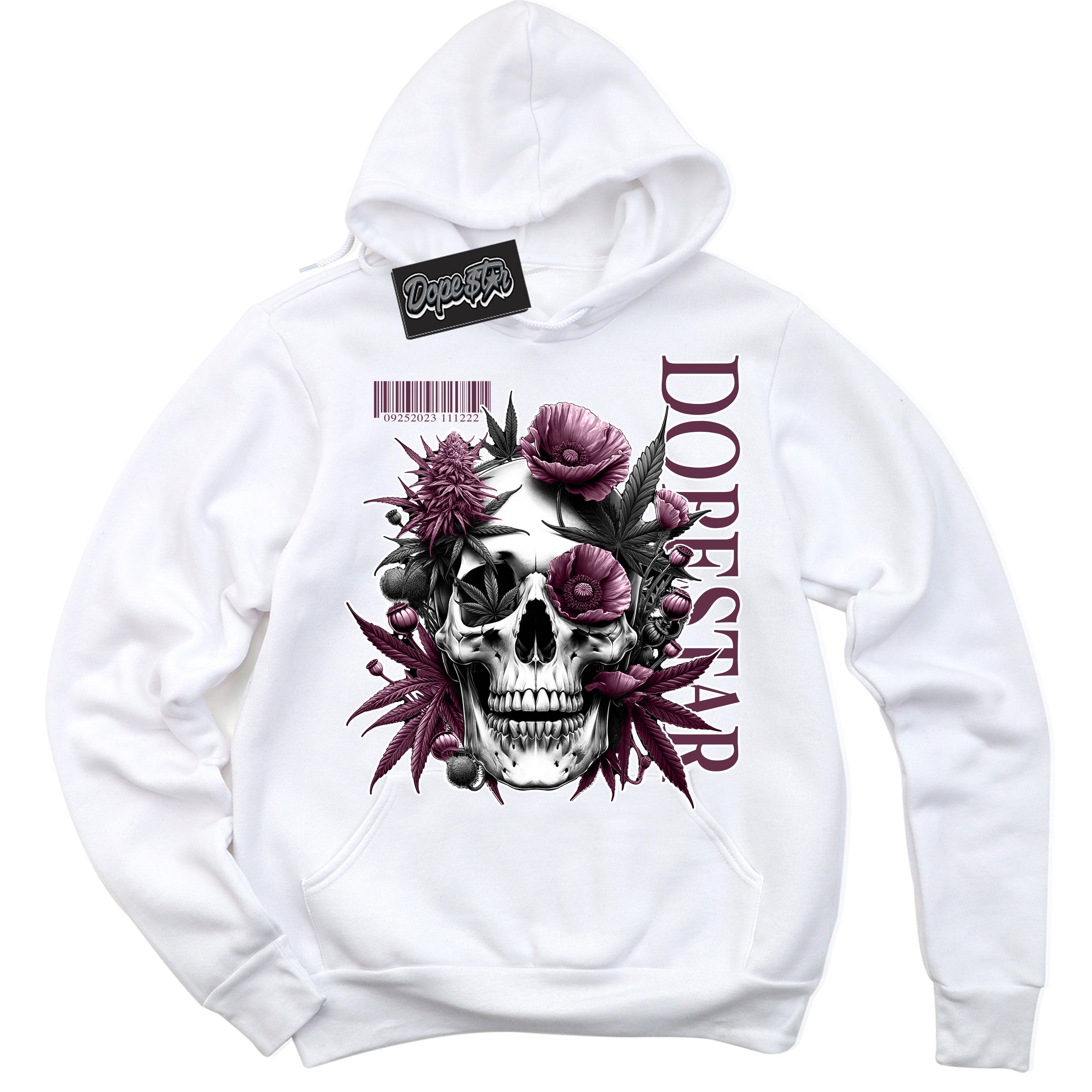 Cool White Hoodie with “Skull Poppies” design that Perfectly Matches White Viotech Dunks.