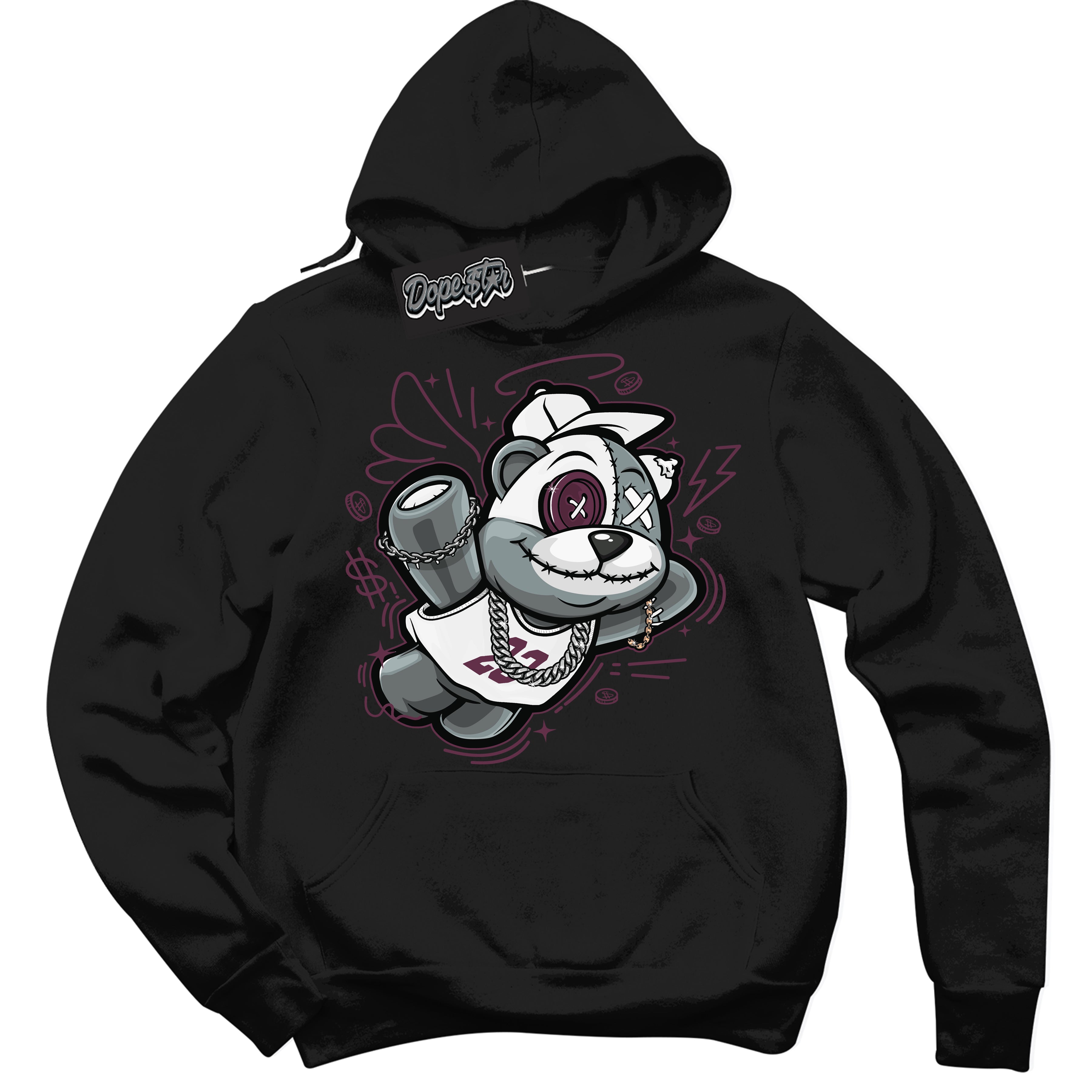 Cool Black Hoodie with “Slam Dunk Bear” design that Perfectly Matches White Viotech Dunks.